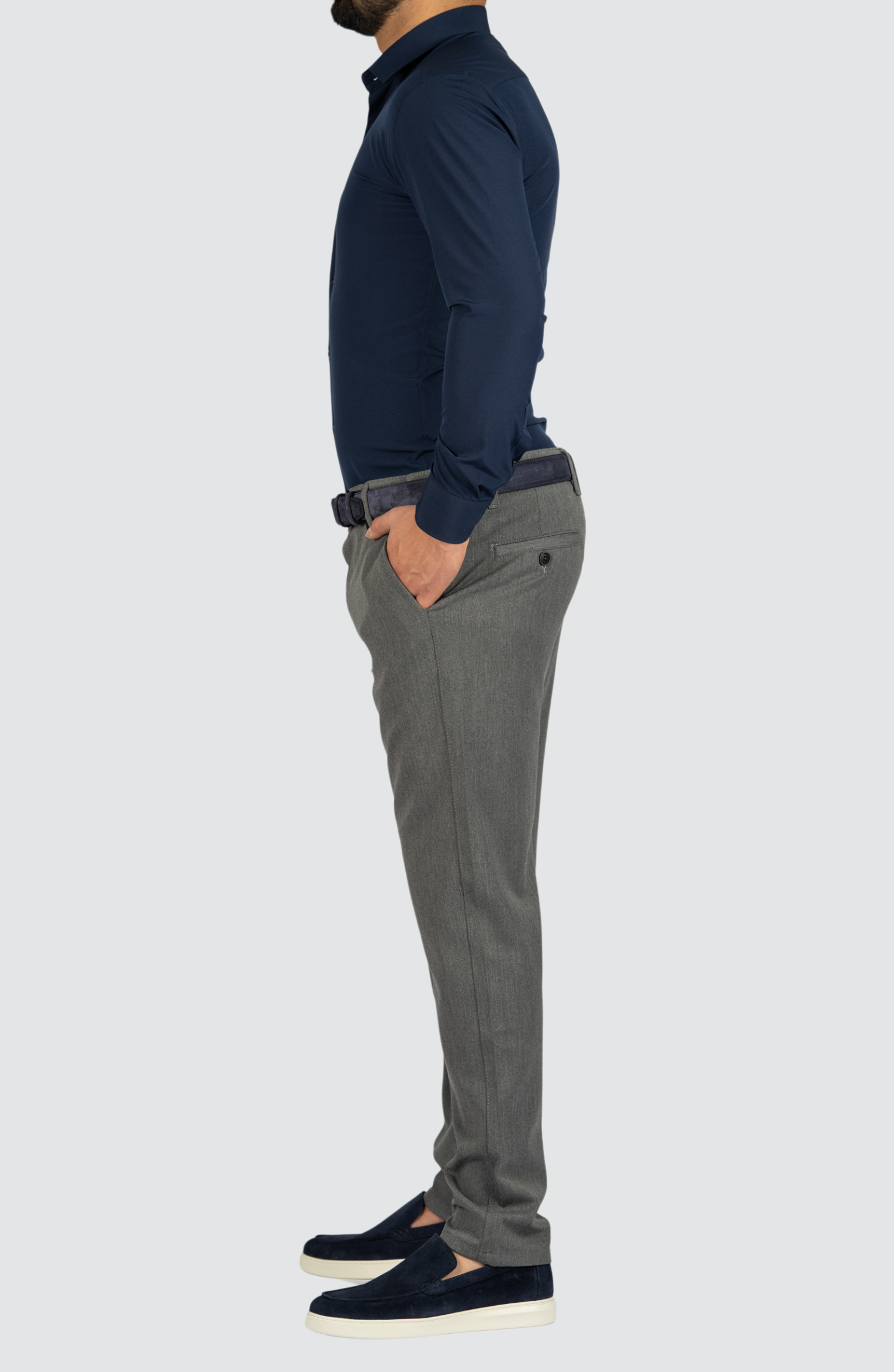 Kreukvrij Stretch Overhemd Slim-Fit | Navy