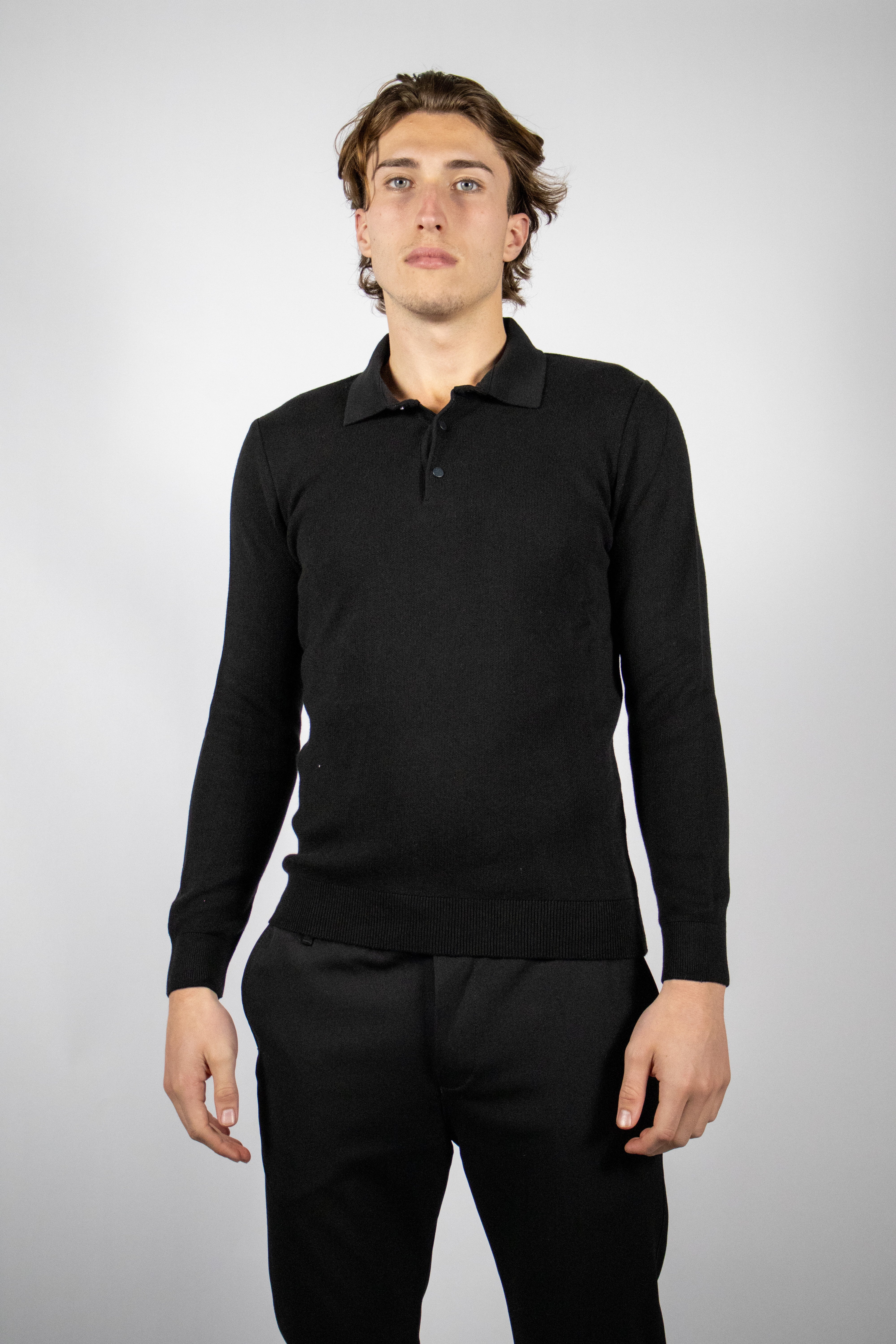 Heren Trui met Polo Kraag | Zwart