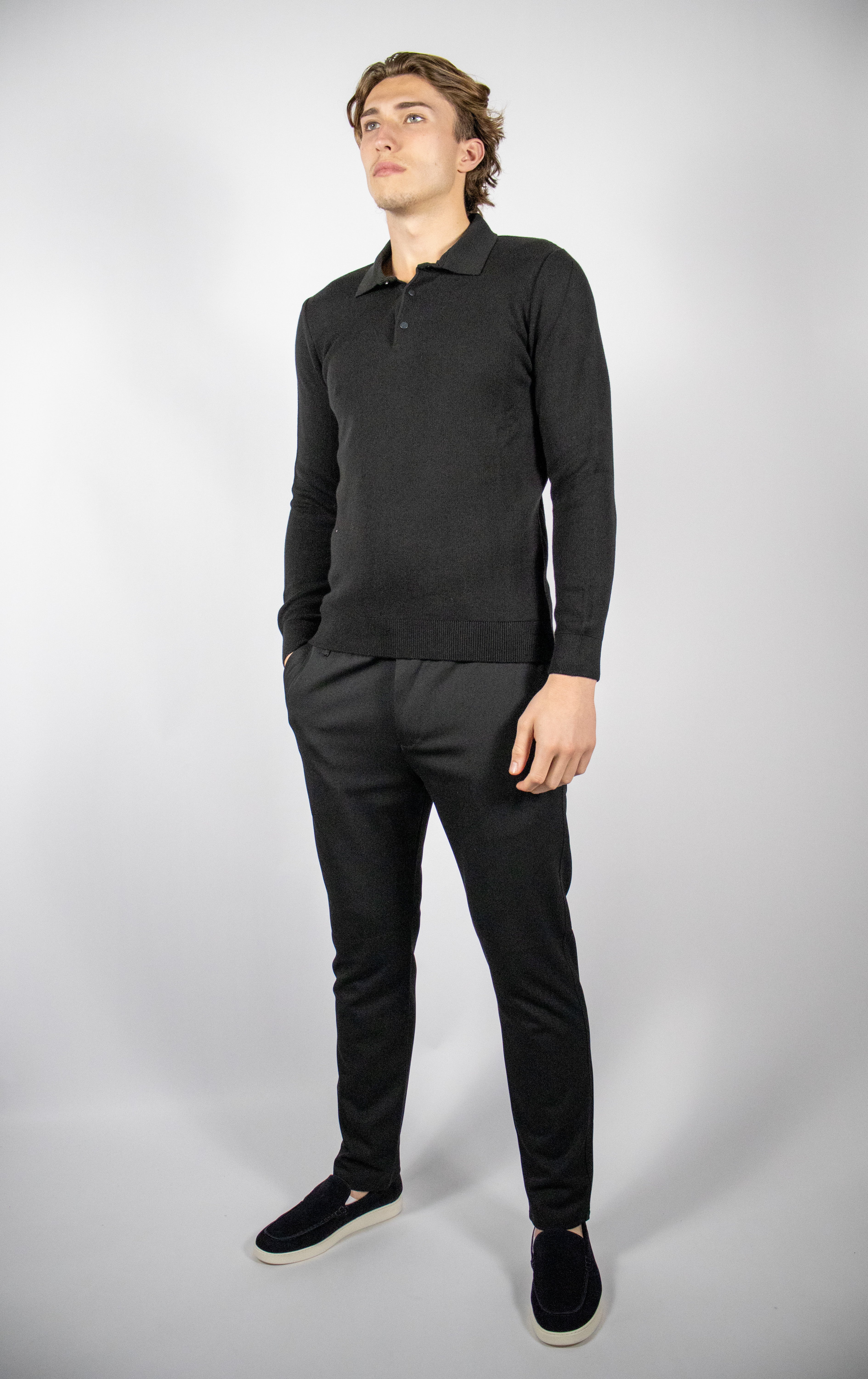 Heren Trui met Polo Kraag | Zwart