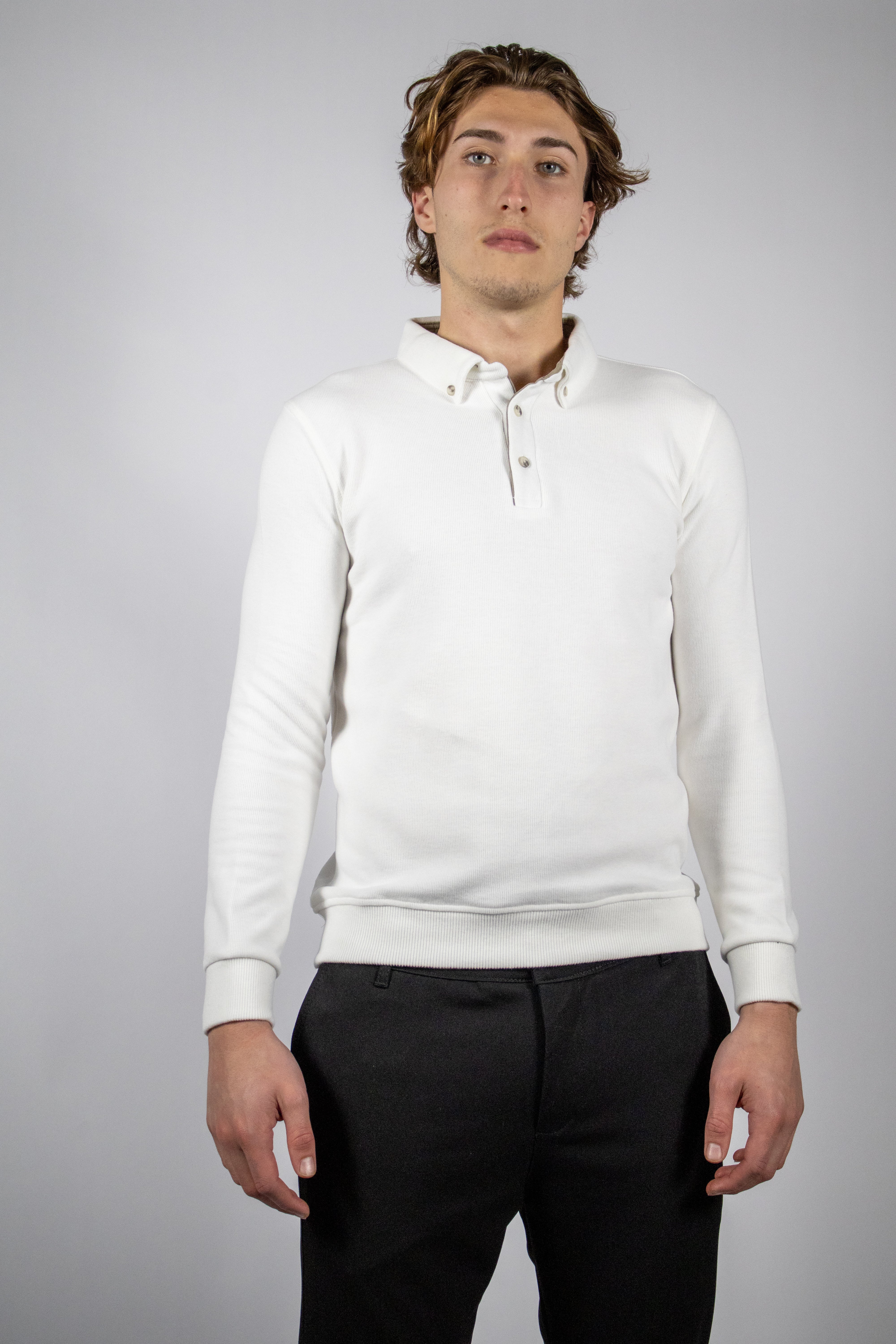 Heren Trui met Polo Kraag | Wit