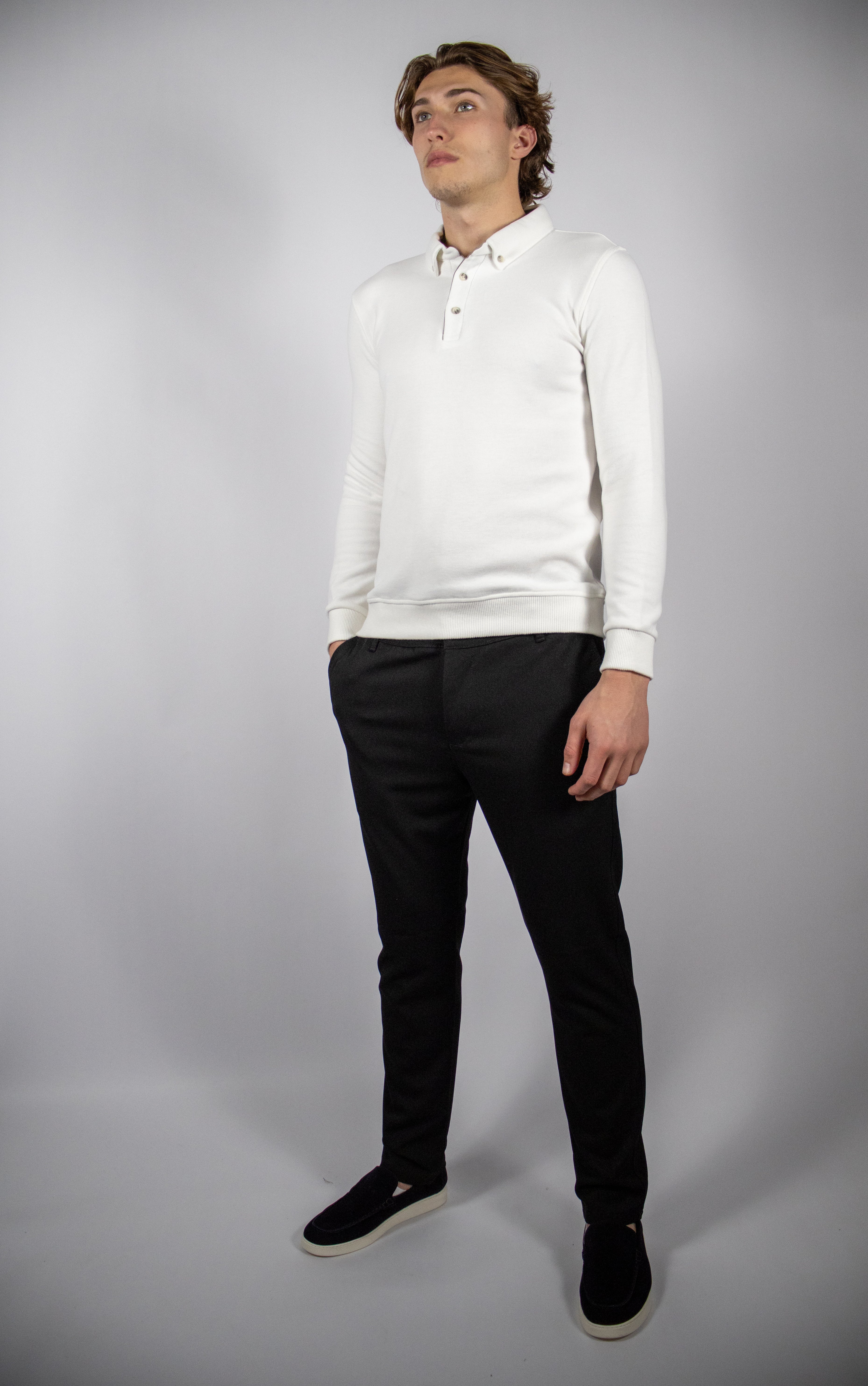 Heren Trui met Polo Kraag | Wit