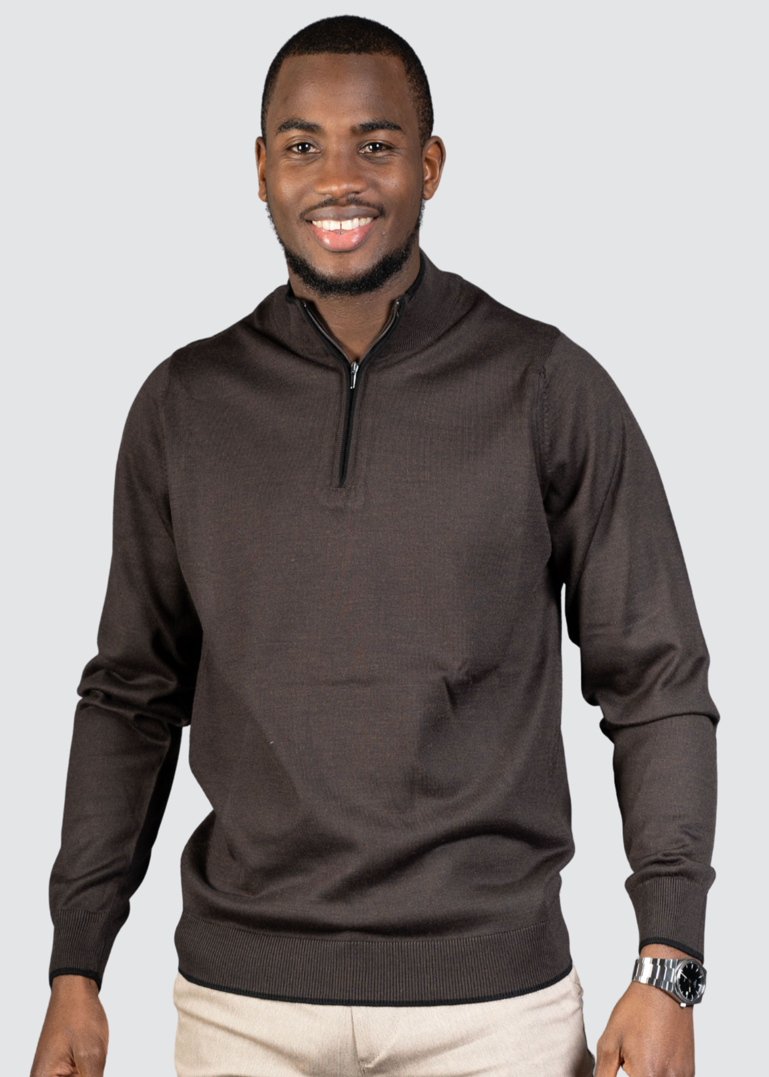 Half-zip Trui Bruin