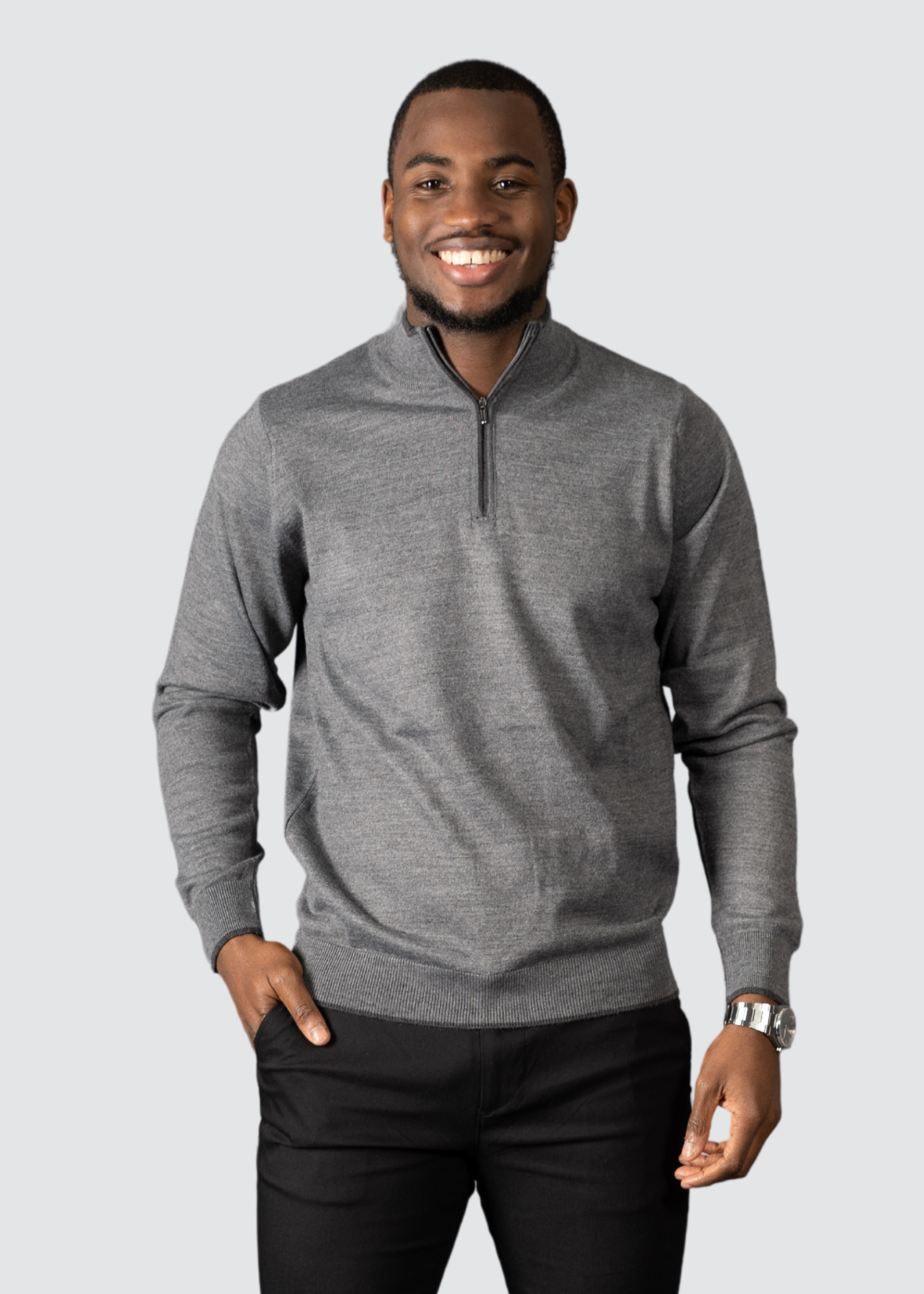 Half-zip Trui Lichtgrijs