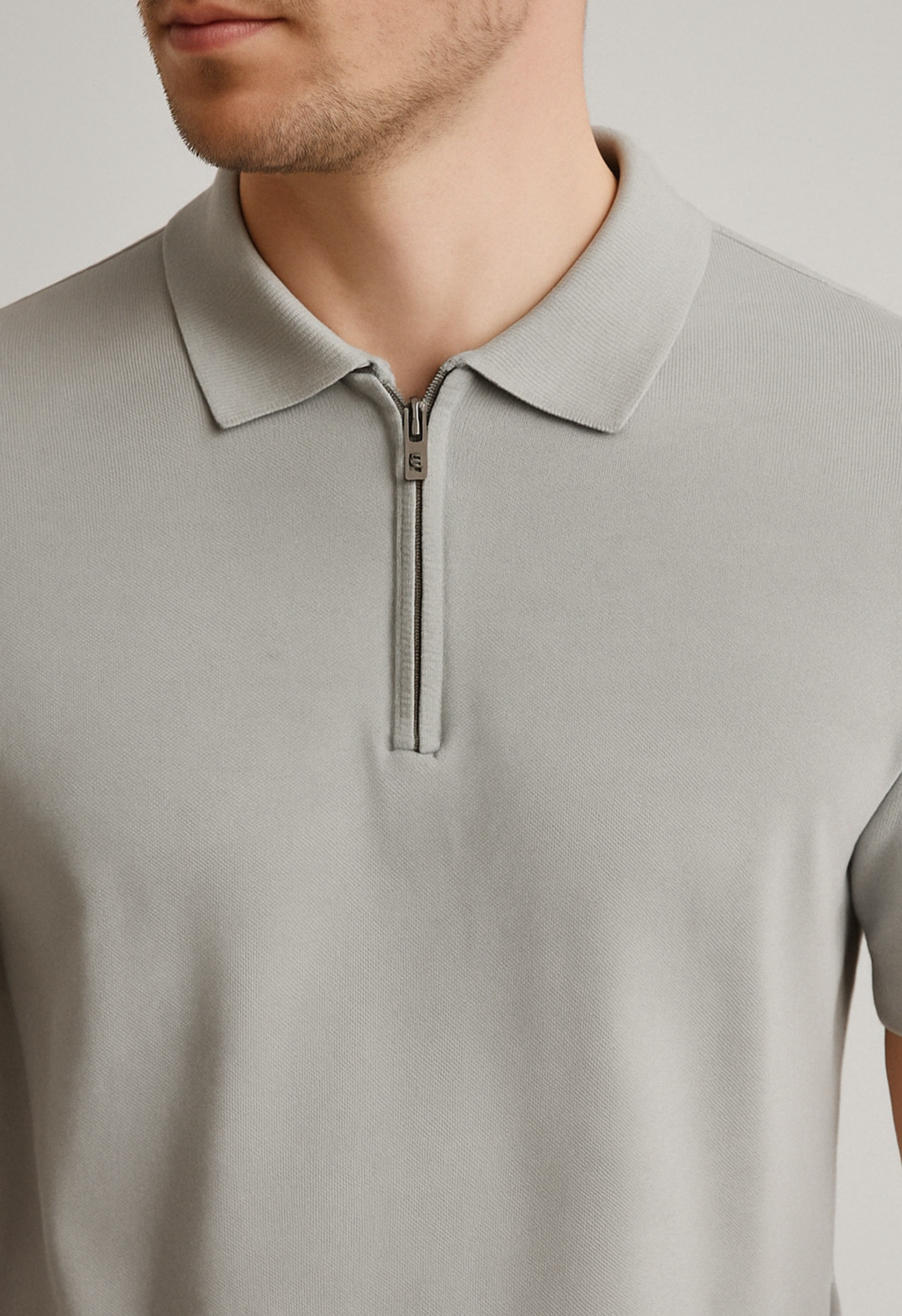 Heren Polo Zip | Grijs