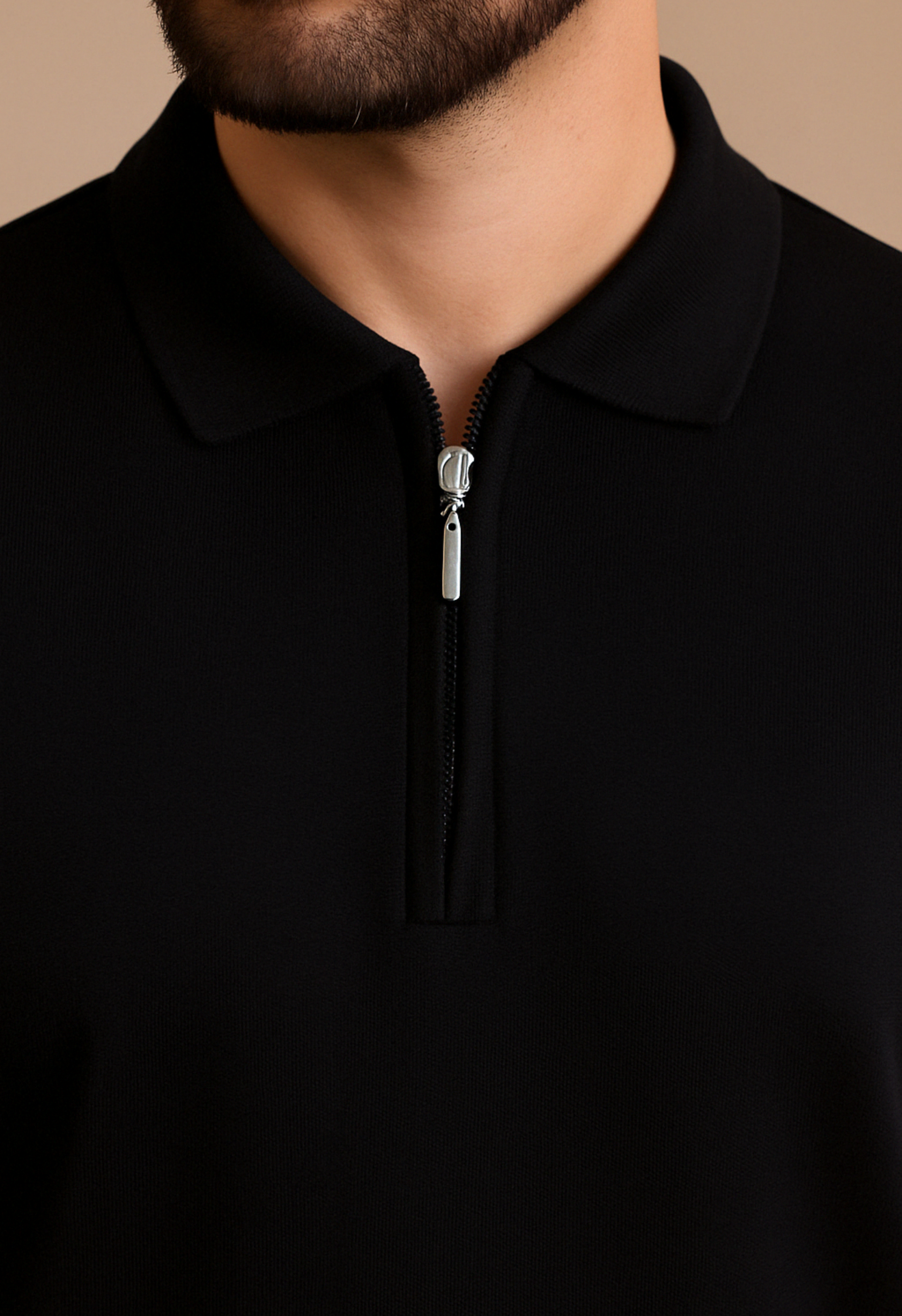 Heren Polo Zip | Zwart