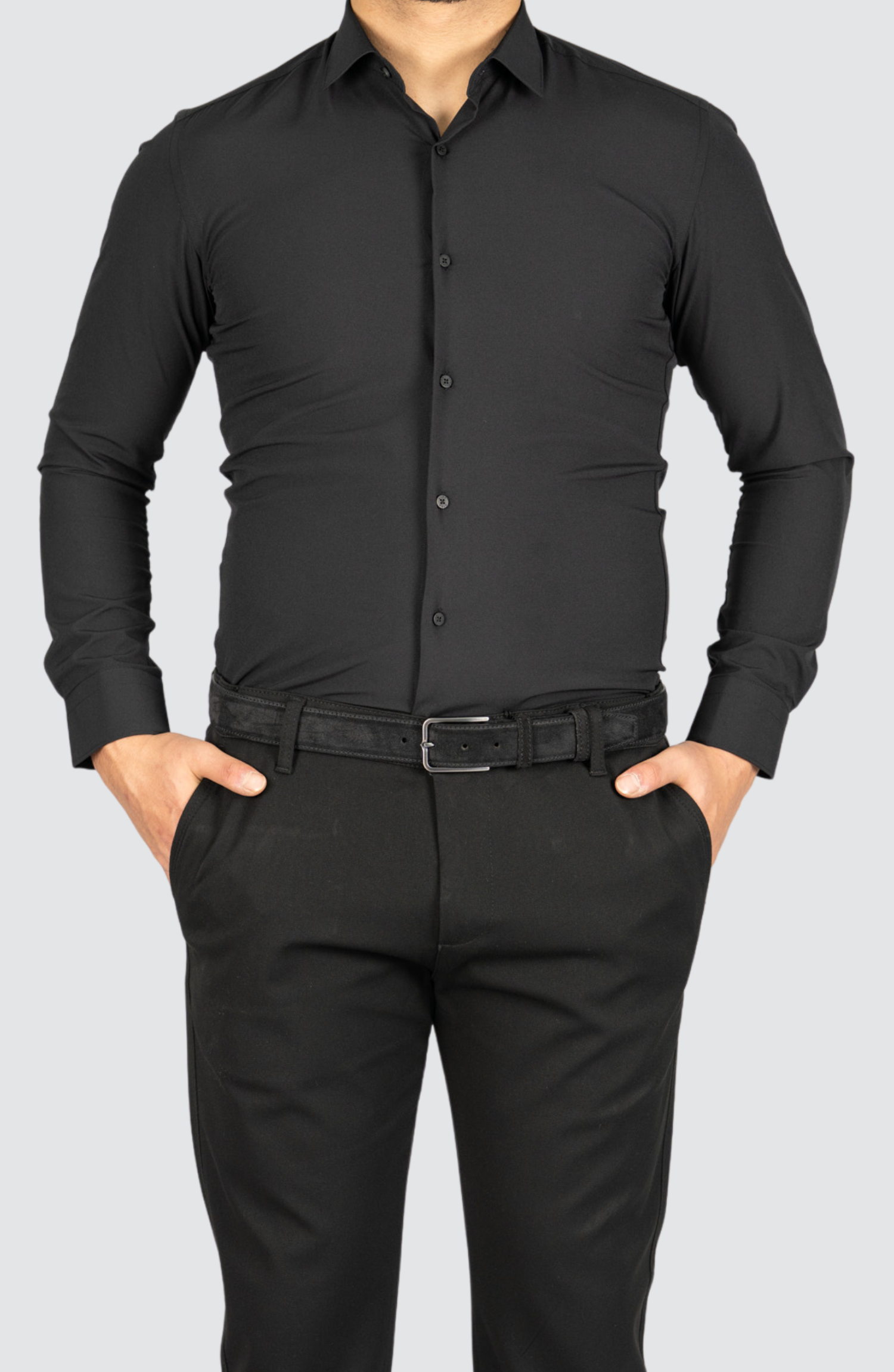 Kreukvrij Stretch Overhemd Regular-Fit | Zwart