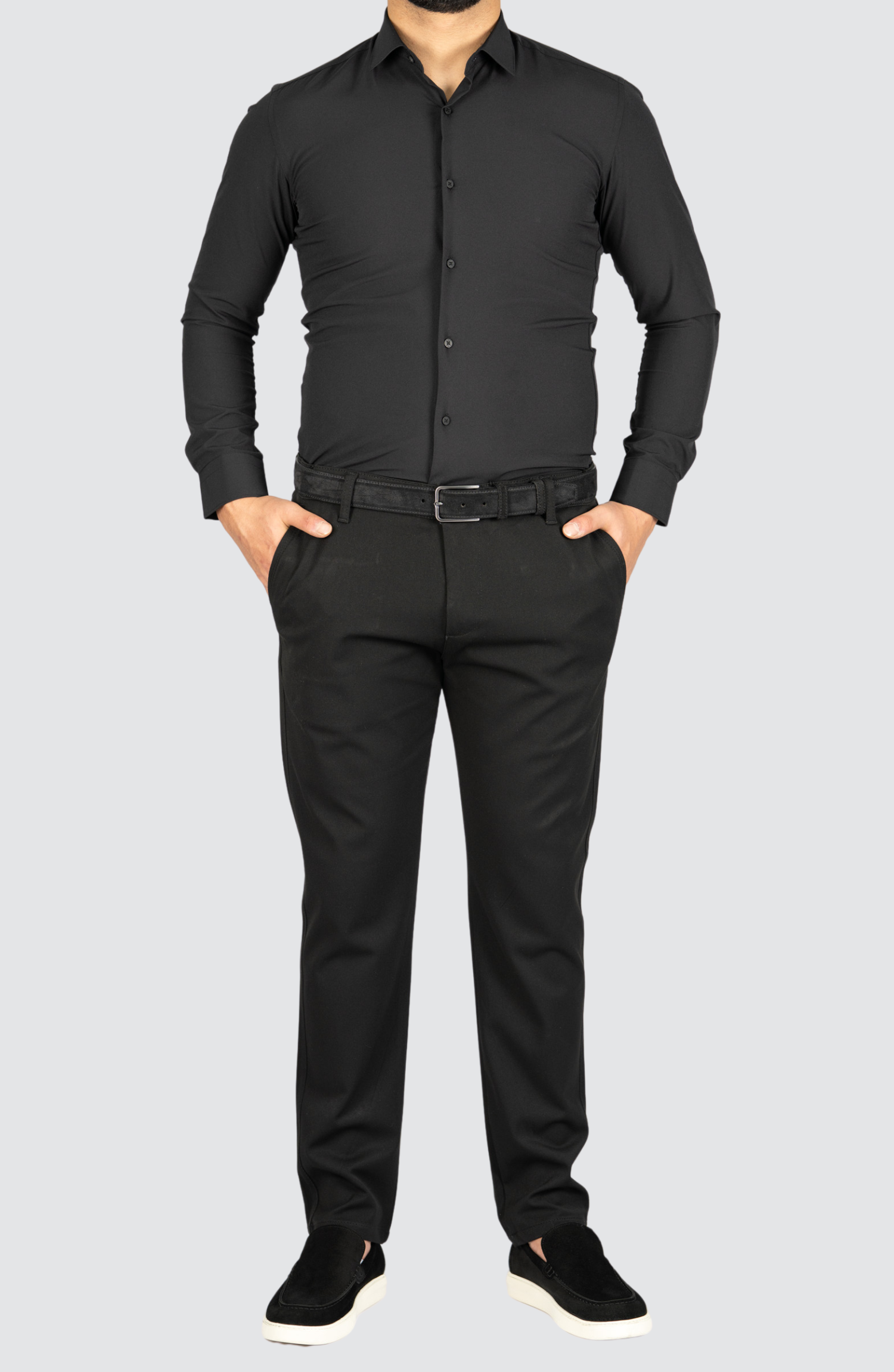 Kreukvrij Stretch Overhemd Regular-Fit | Zwart