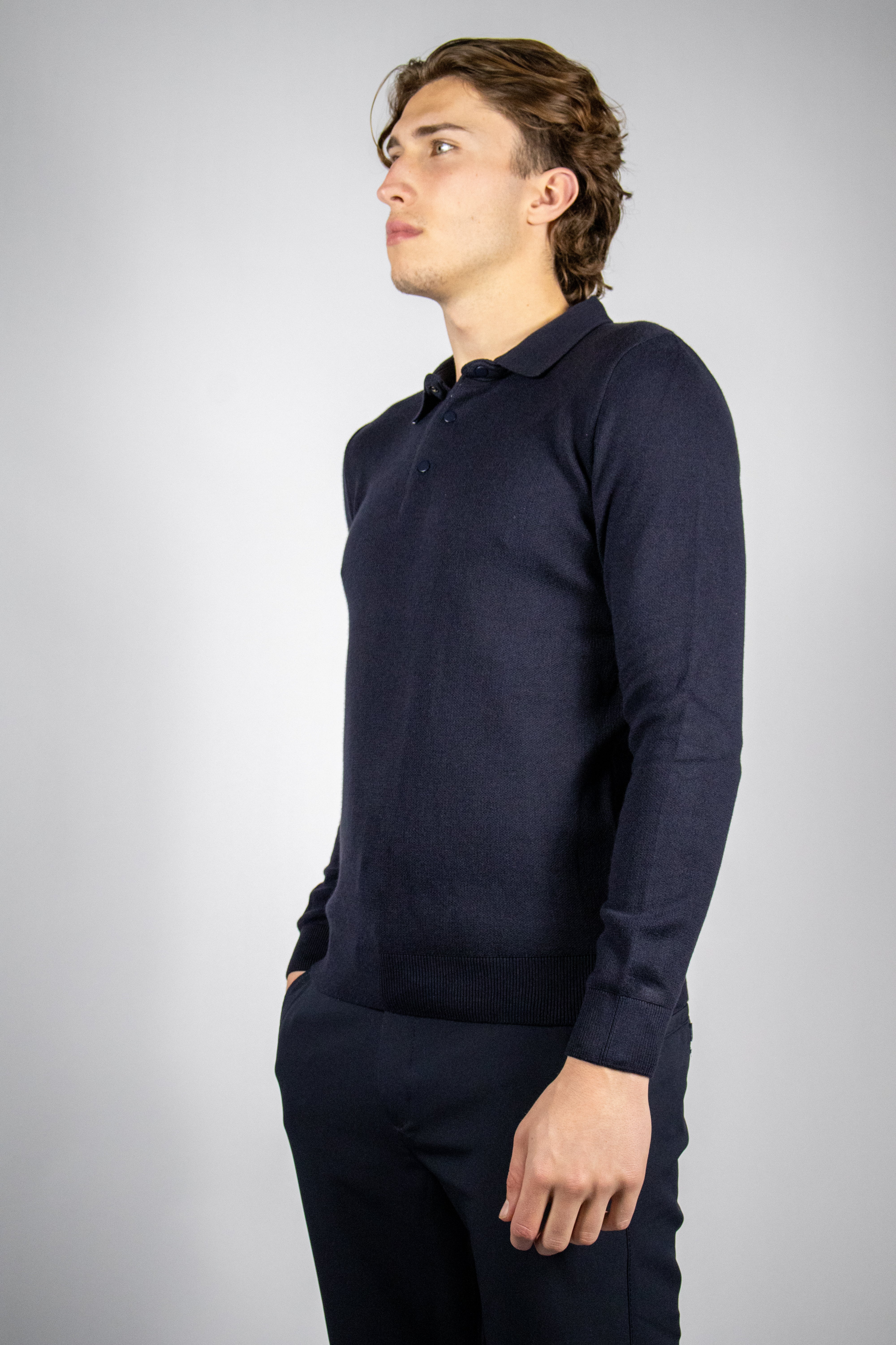 Heren Trui met Polo Kraag | Navy