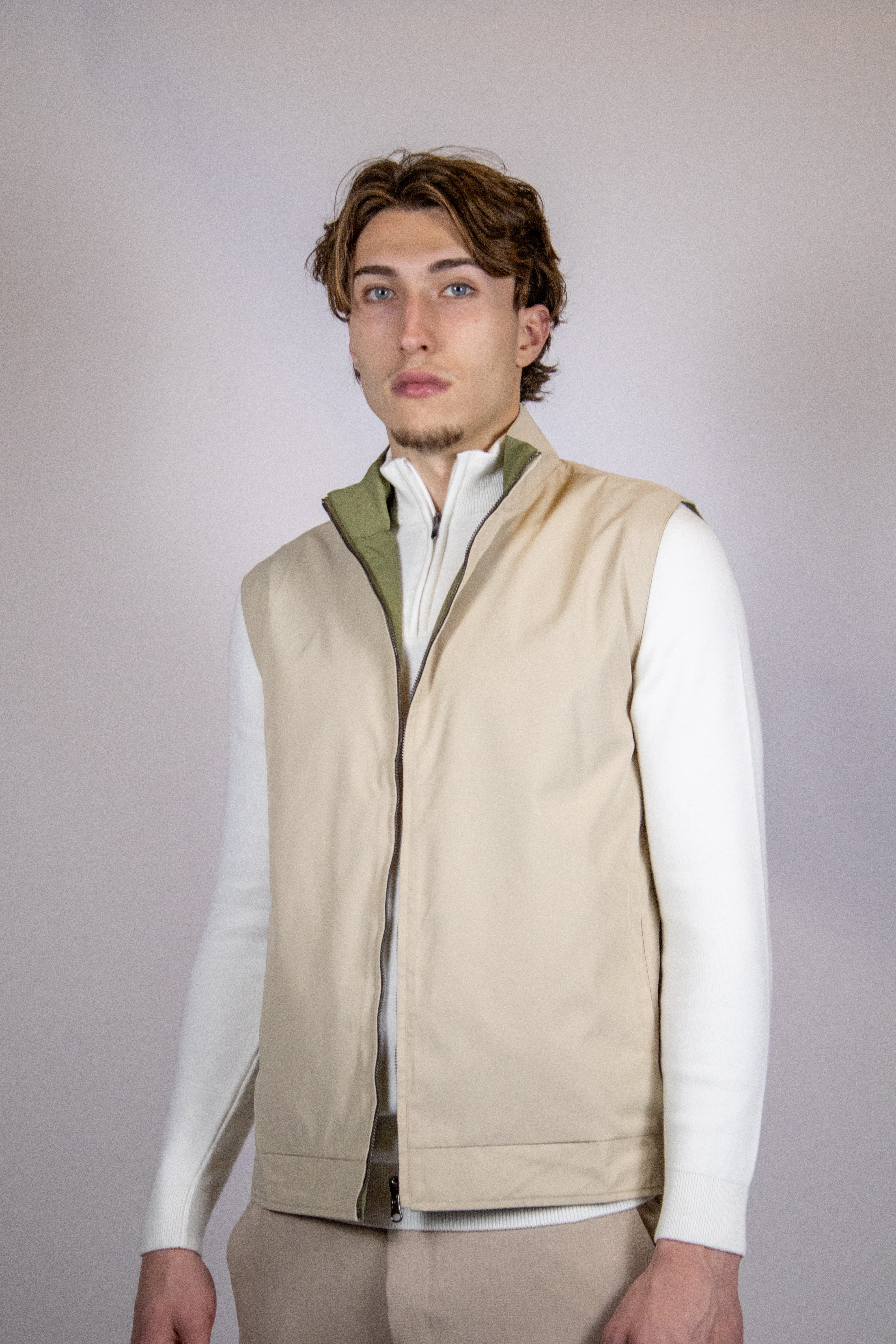 Dubbelzijdige Bodywarmers – Pastel Groen/Beige