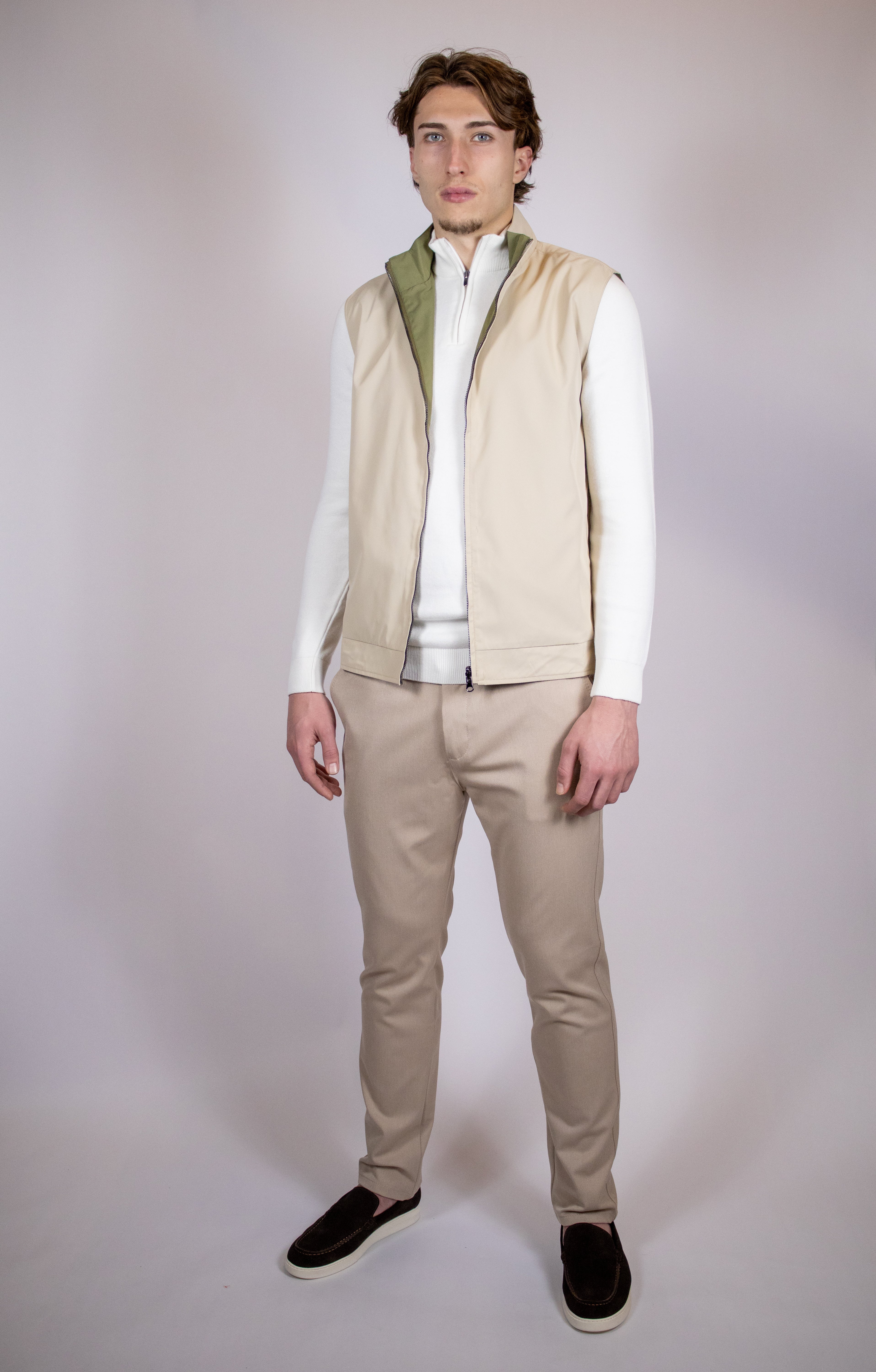 Dubbelzijdige Bodywarmers – Pastel Groen/Beige