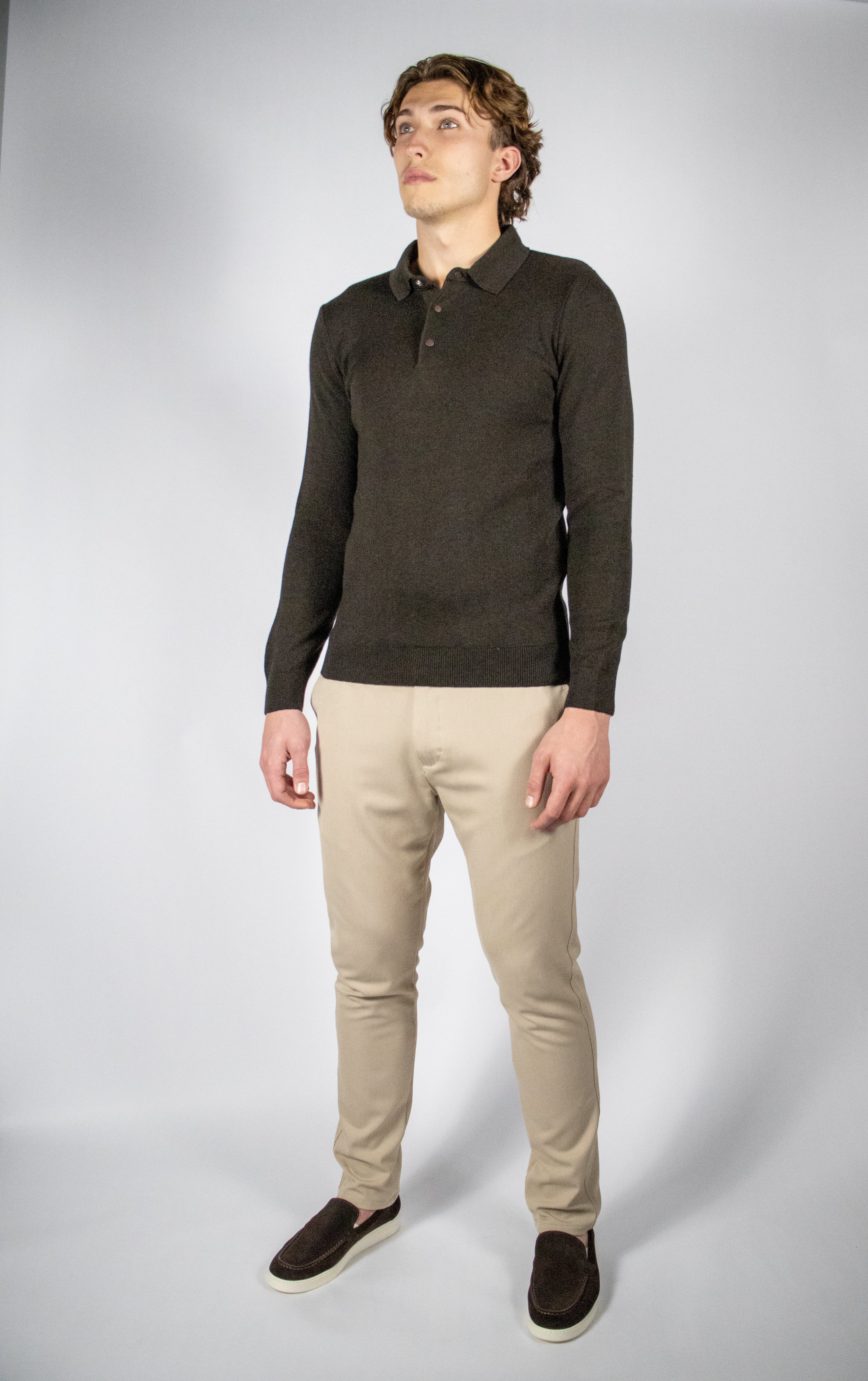 Heren Trui met Polo Kraag | Bruin