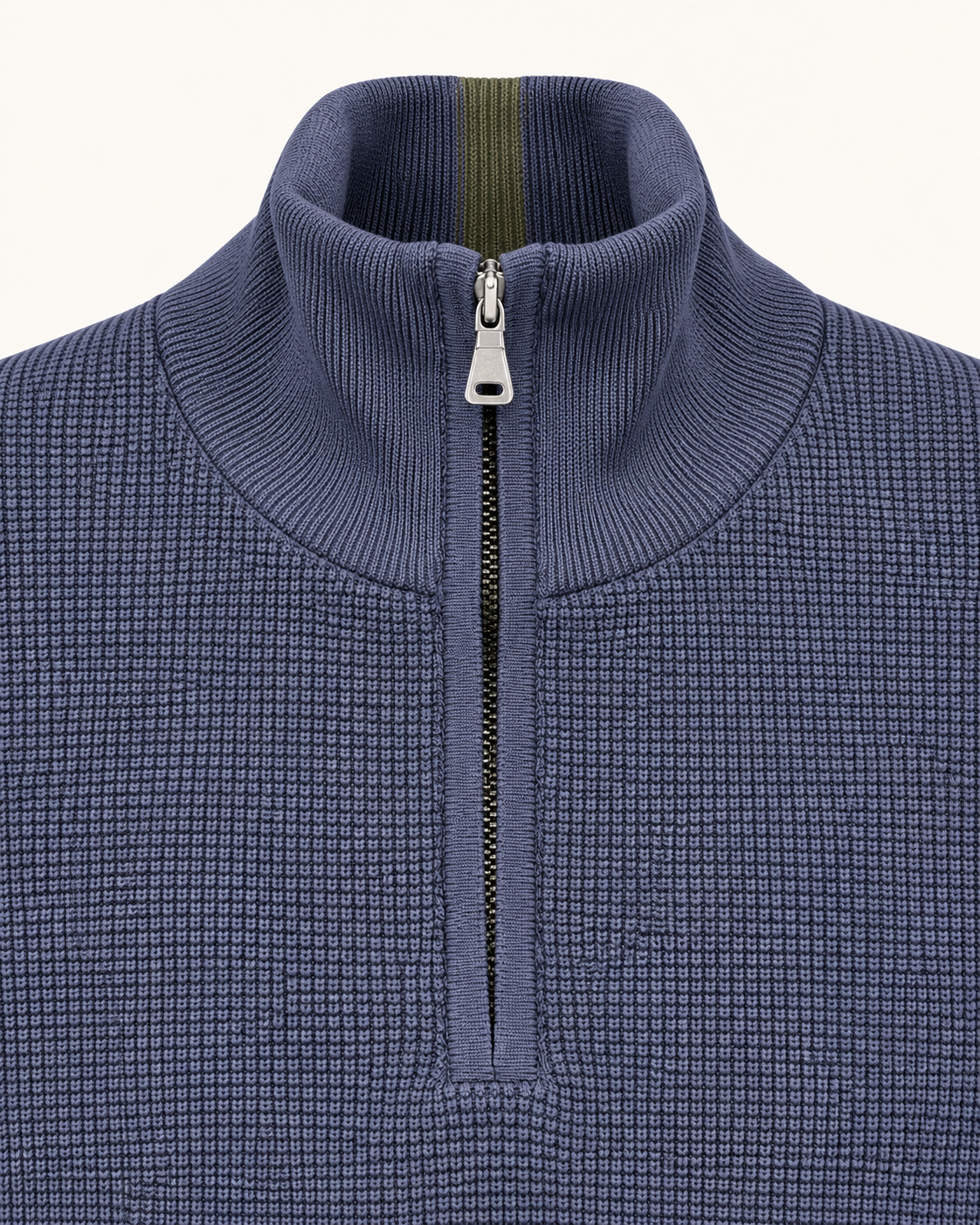 Quarter-Zip Trui Donkerblauw - Slim-Fit