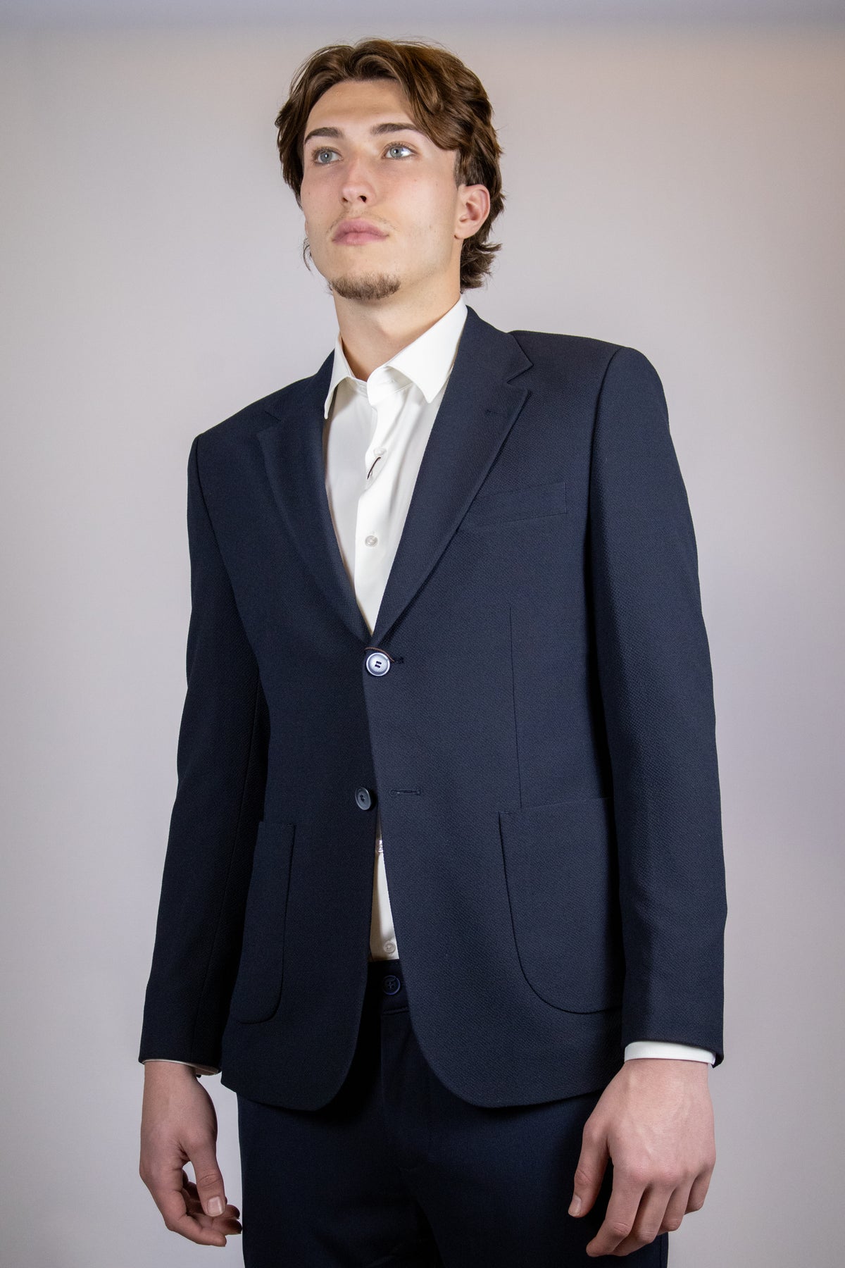 Modern Luxe Structuur Colbert | Navy