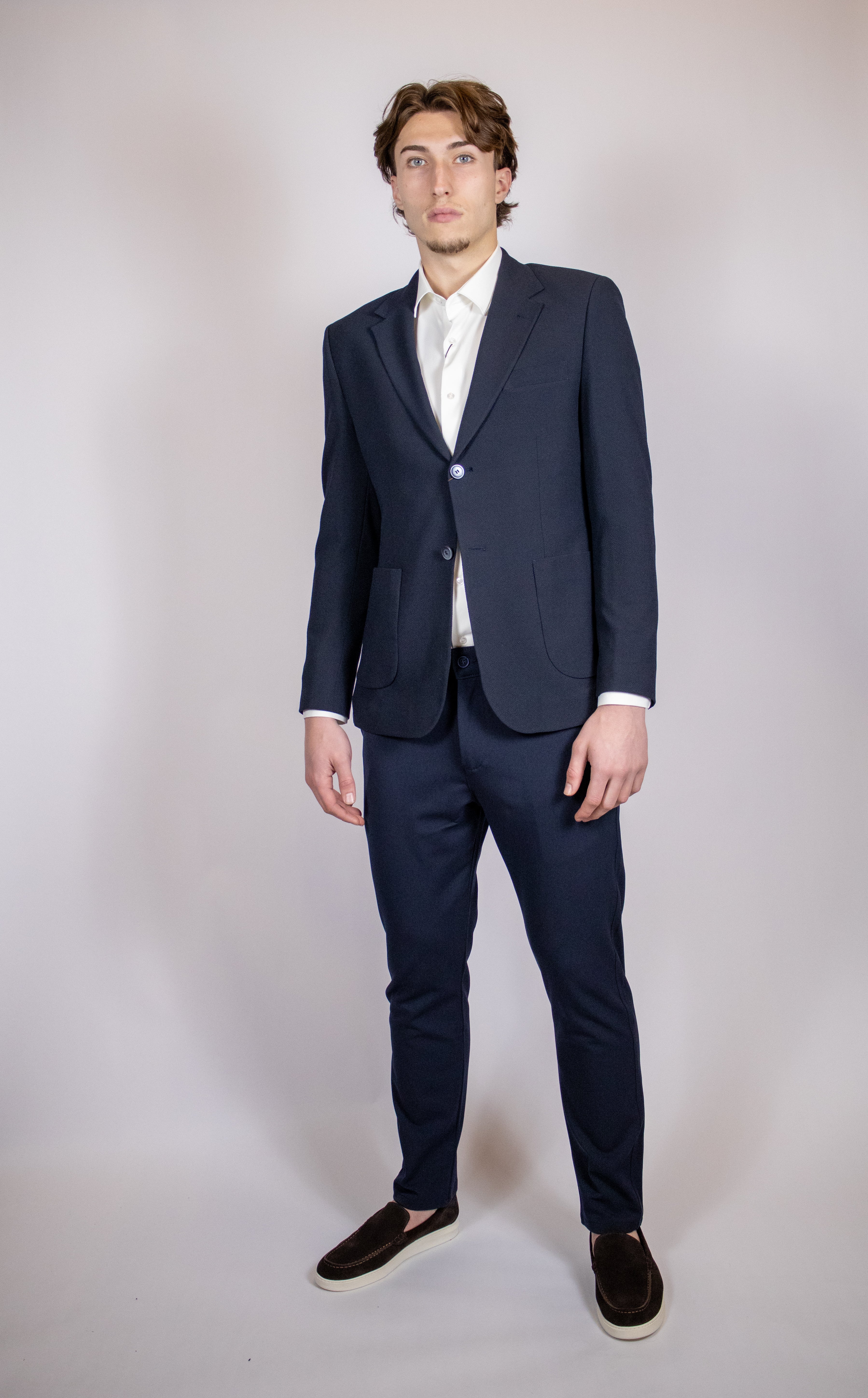 Modern Luxe Structuur Colbert | Navy