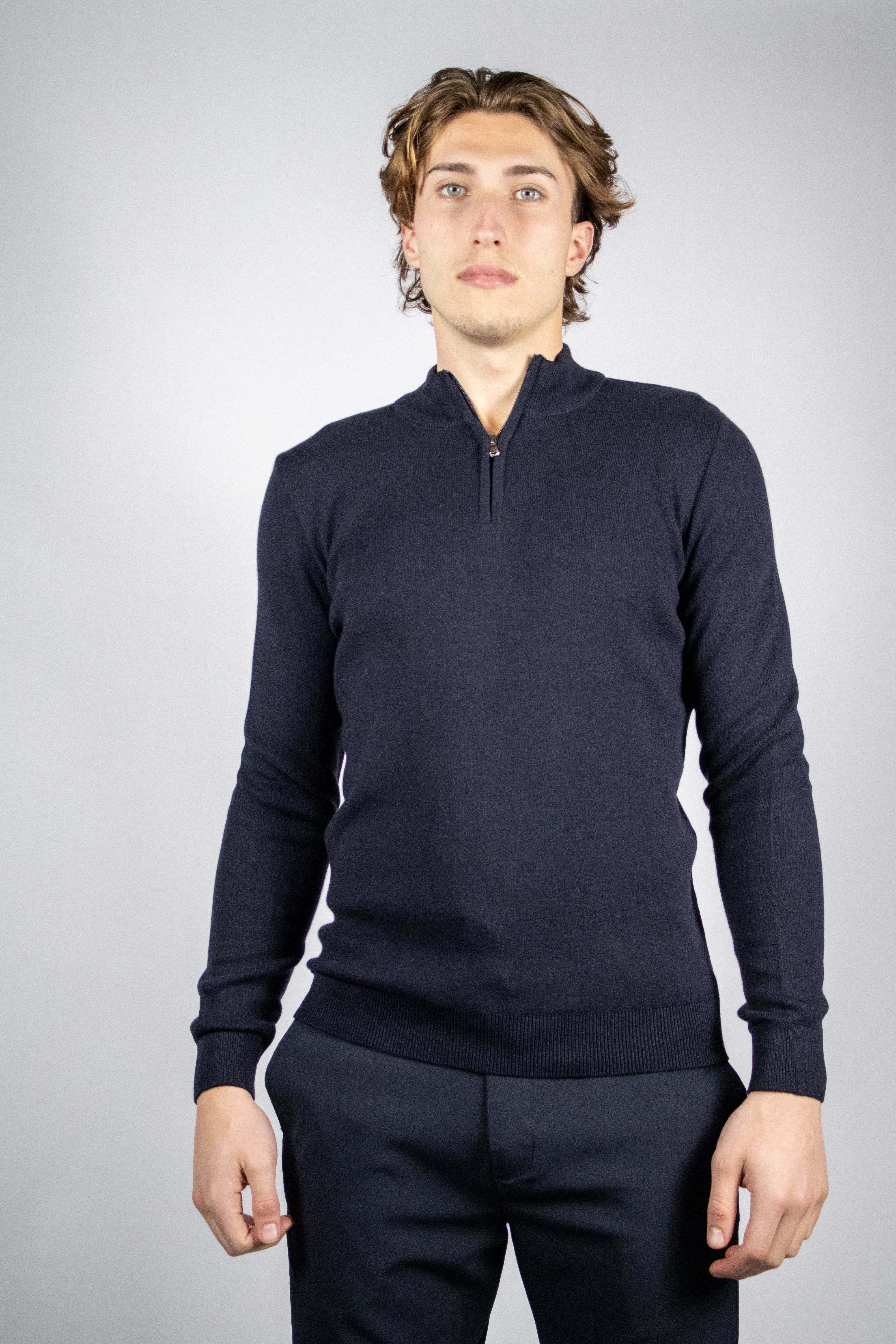 Heren Trui met Half-zip Kraag | Navy