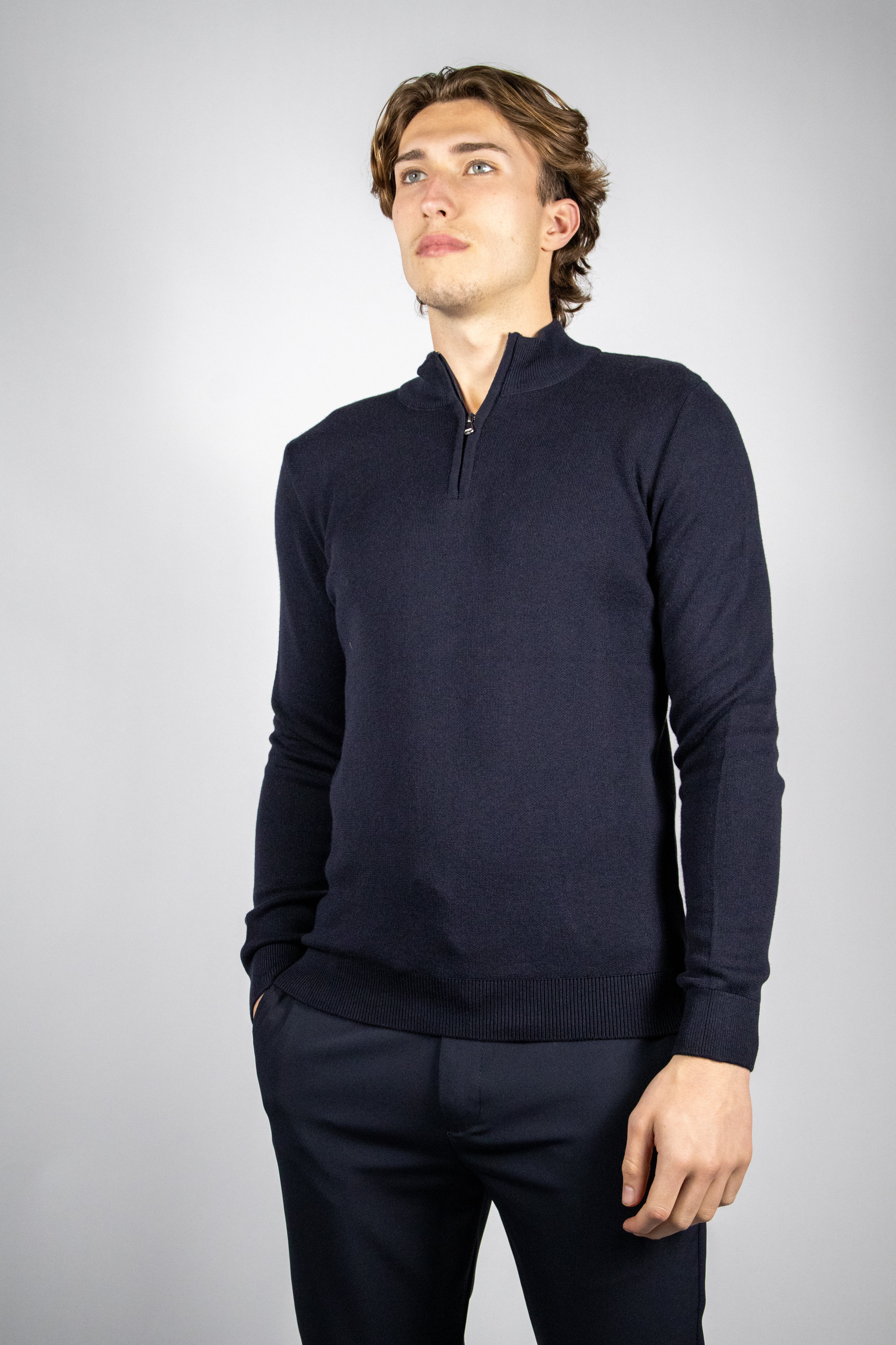 Heren Trui met Half-zip Kraag | Navy