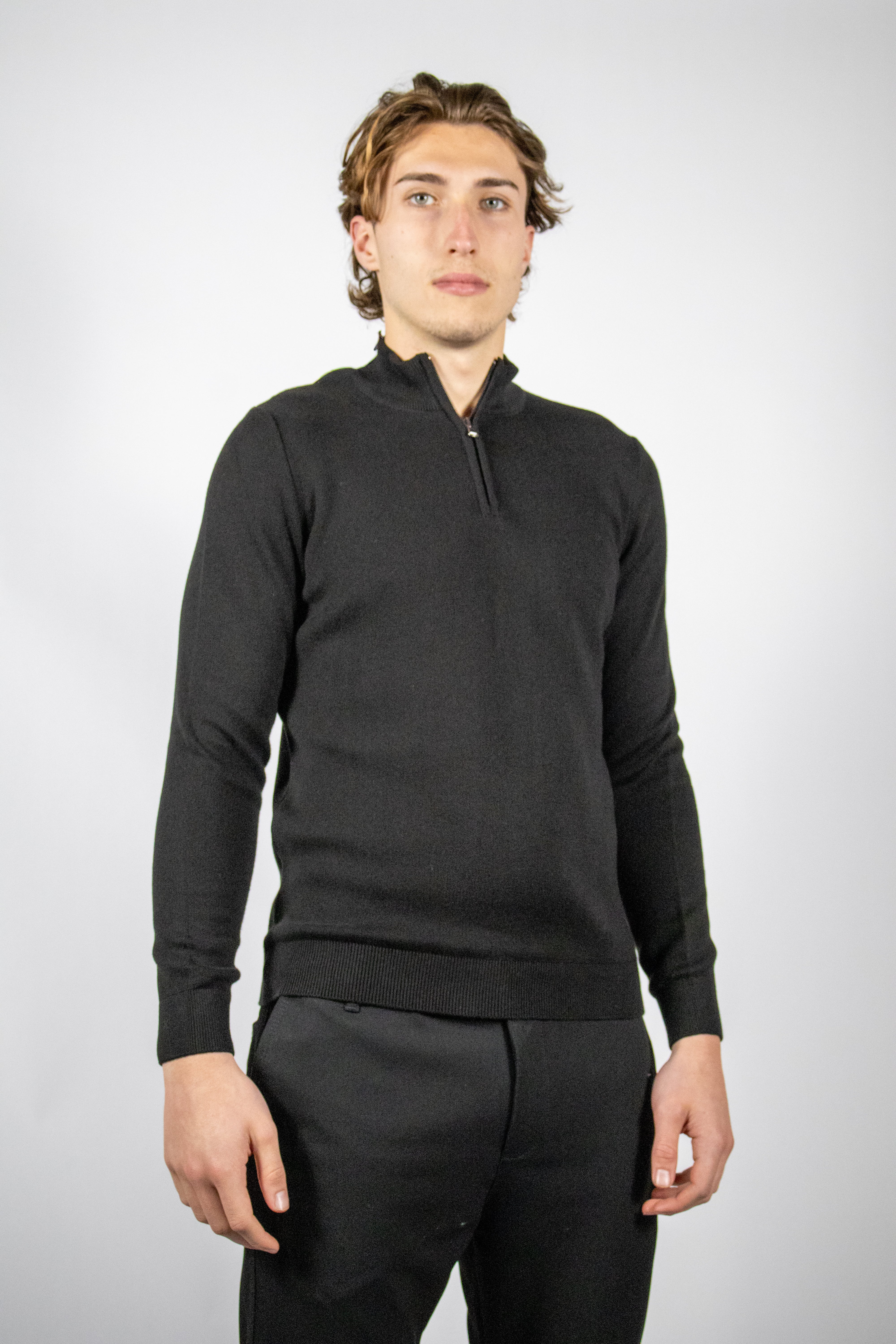 Heren Trui met Half-zip Kraag | Zwart