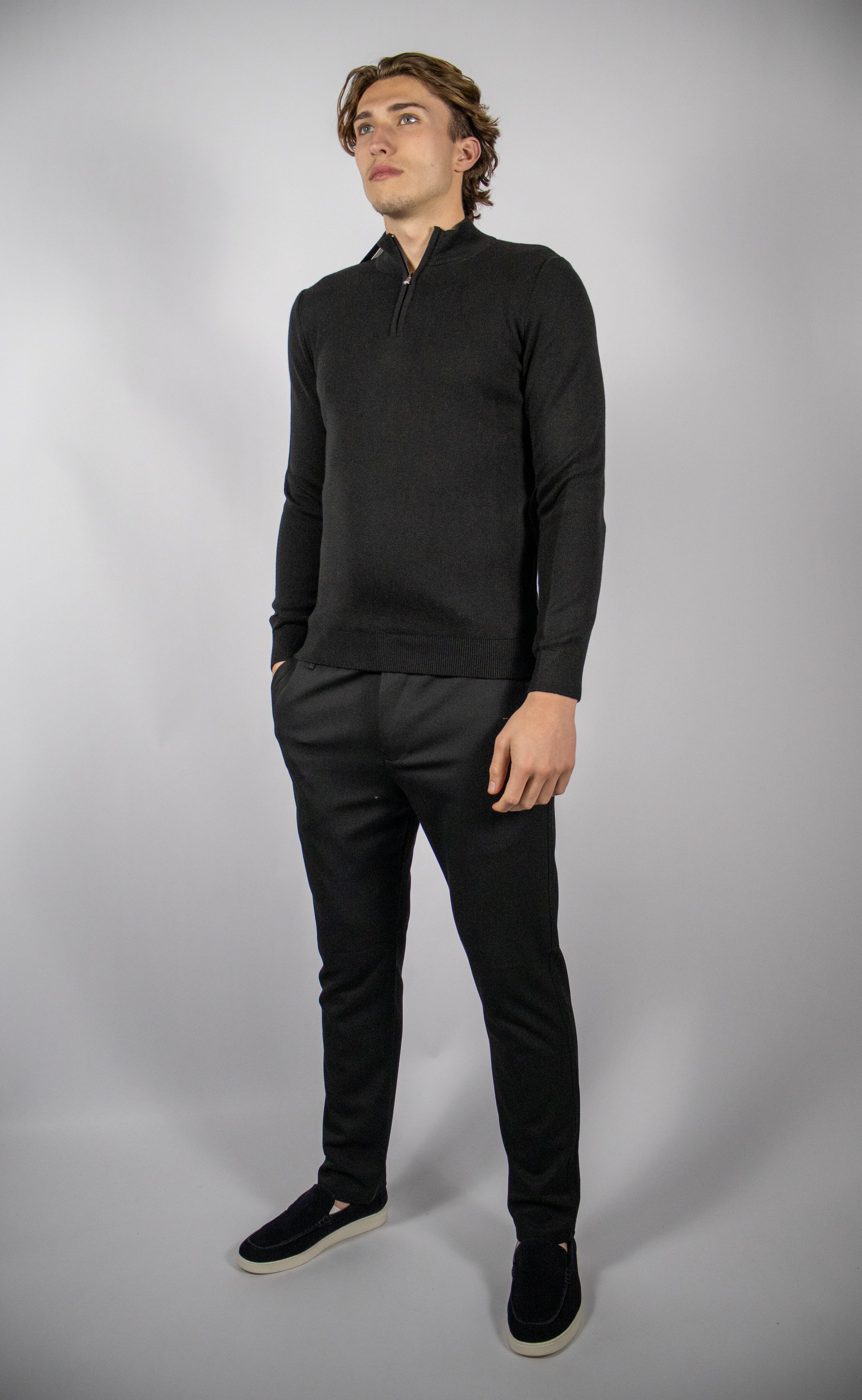 Heren Trui met Half-zip Kraag | Zwart