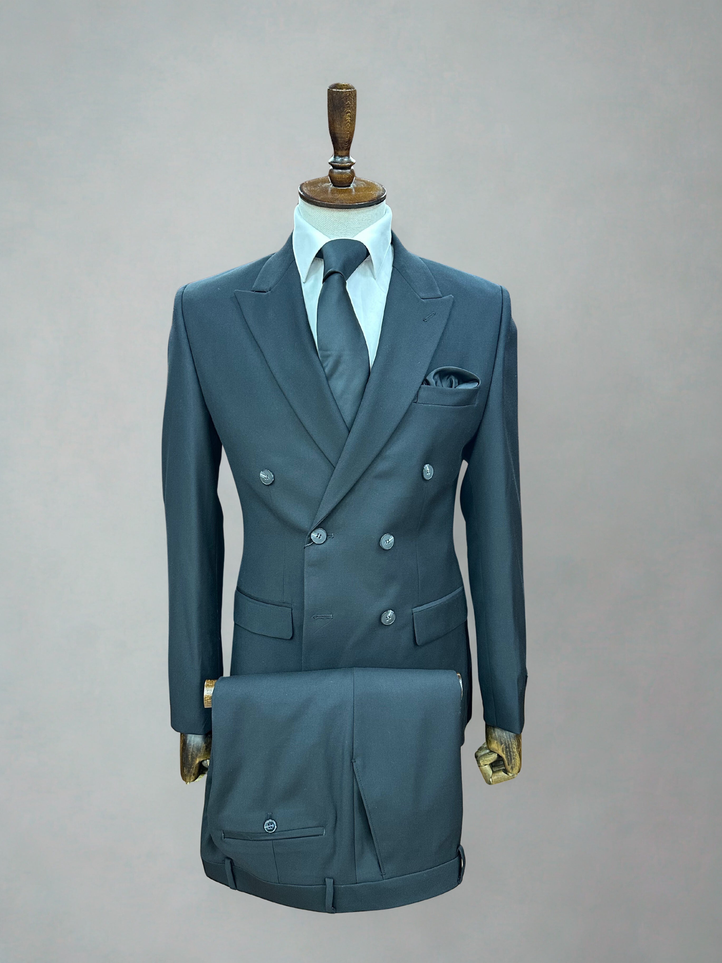 Zwart Double Breasted Tailord Fit pak