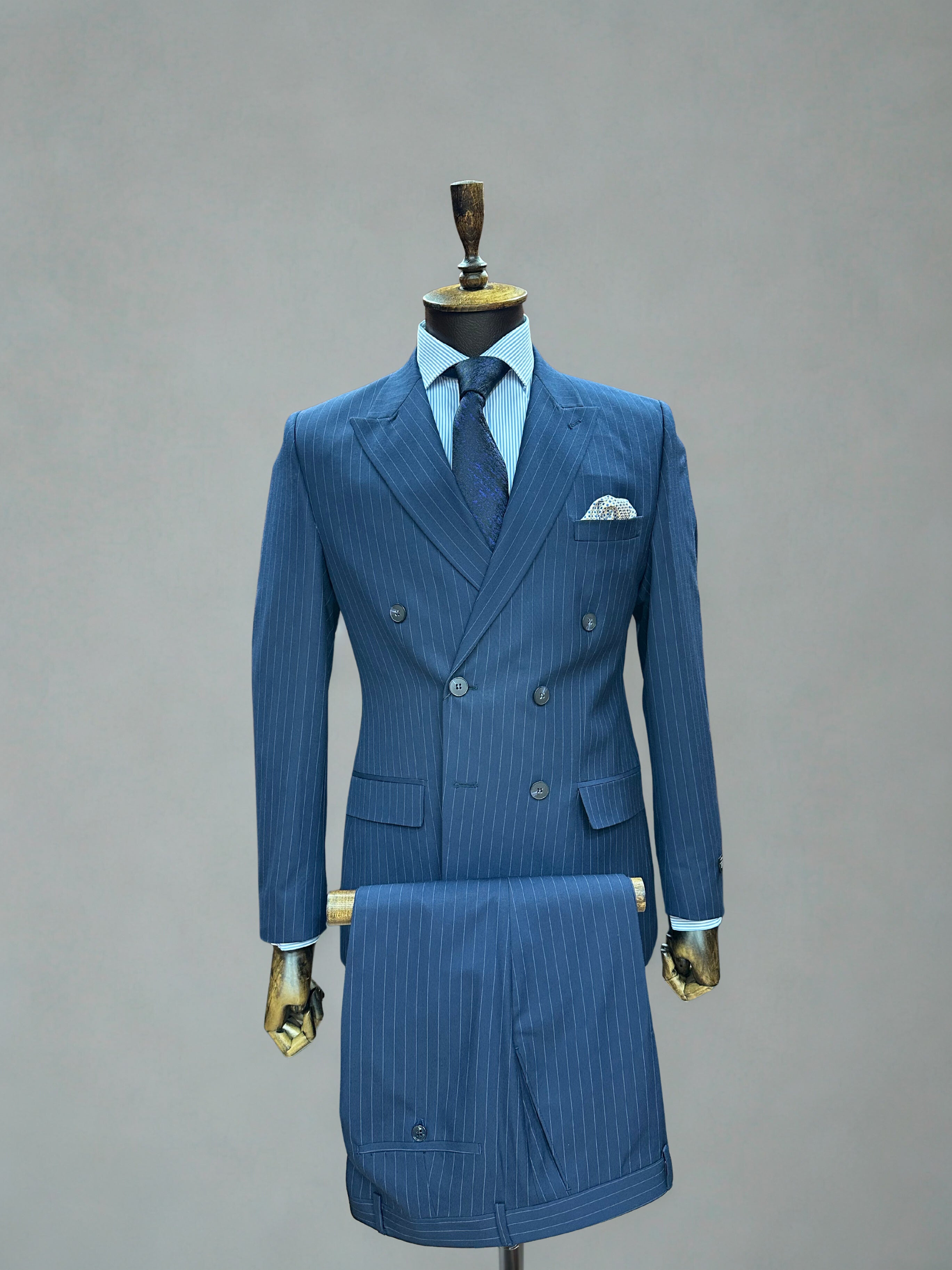 Navy Gestreept Double Breasted Tailord Fit pak