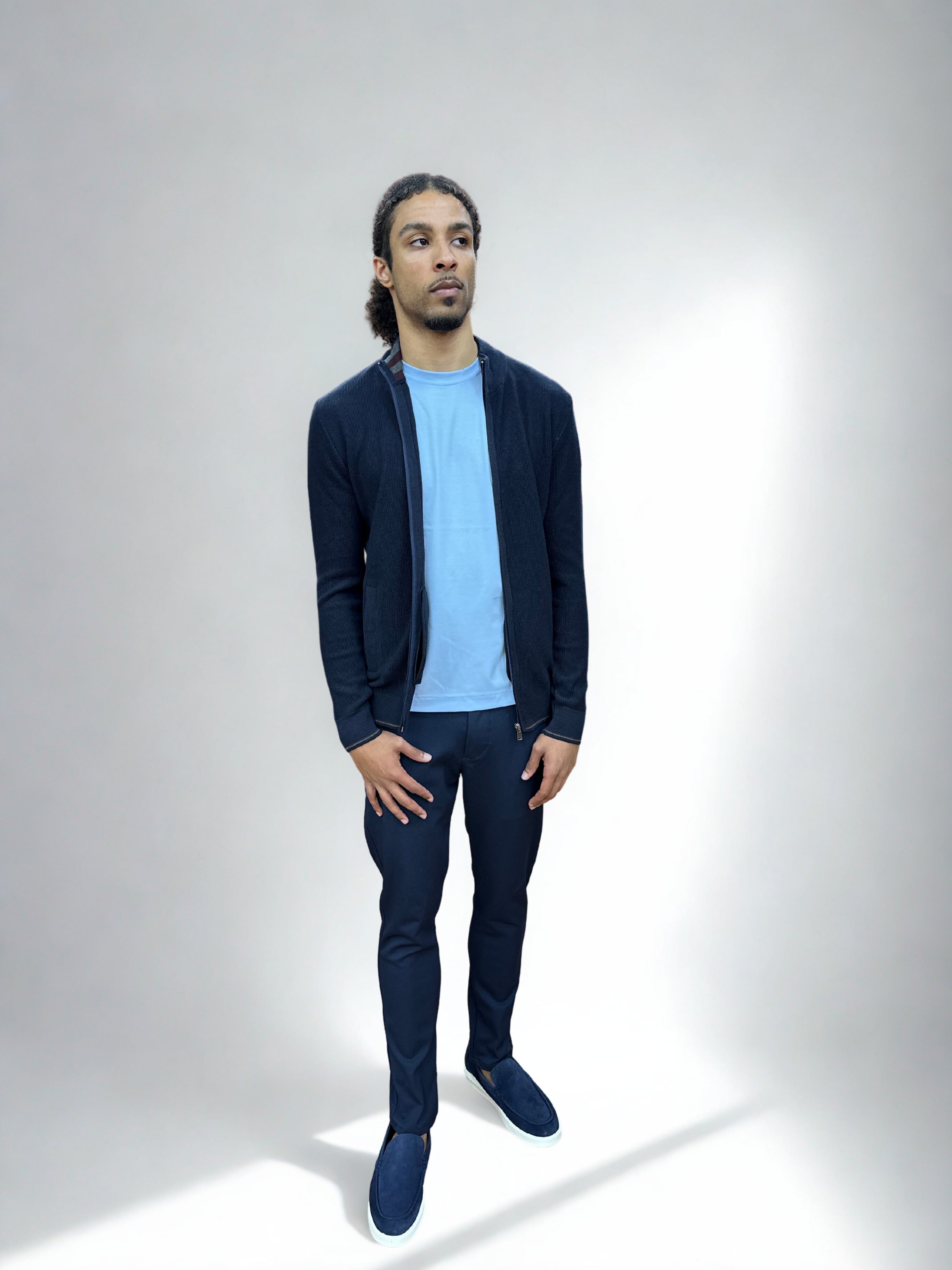 Gebreid Vest met Ritssluiting - Navy