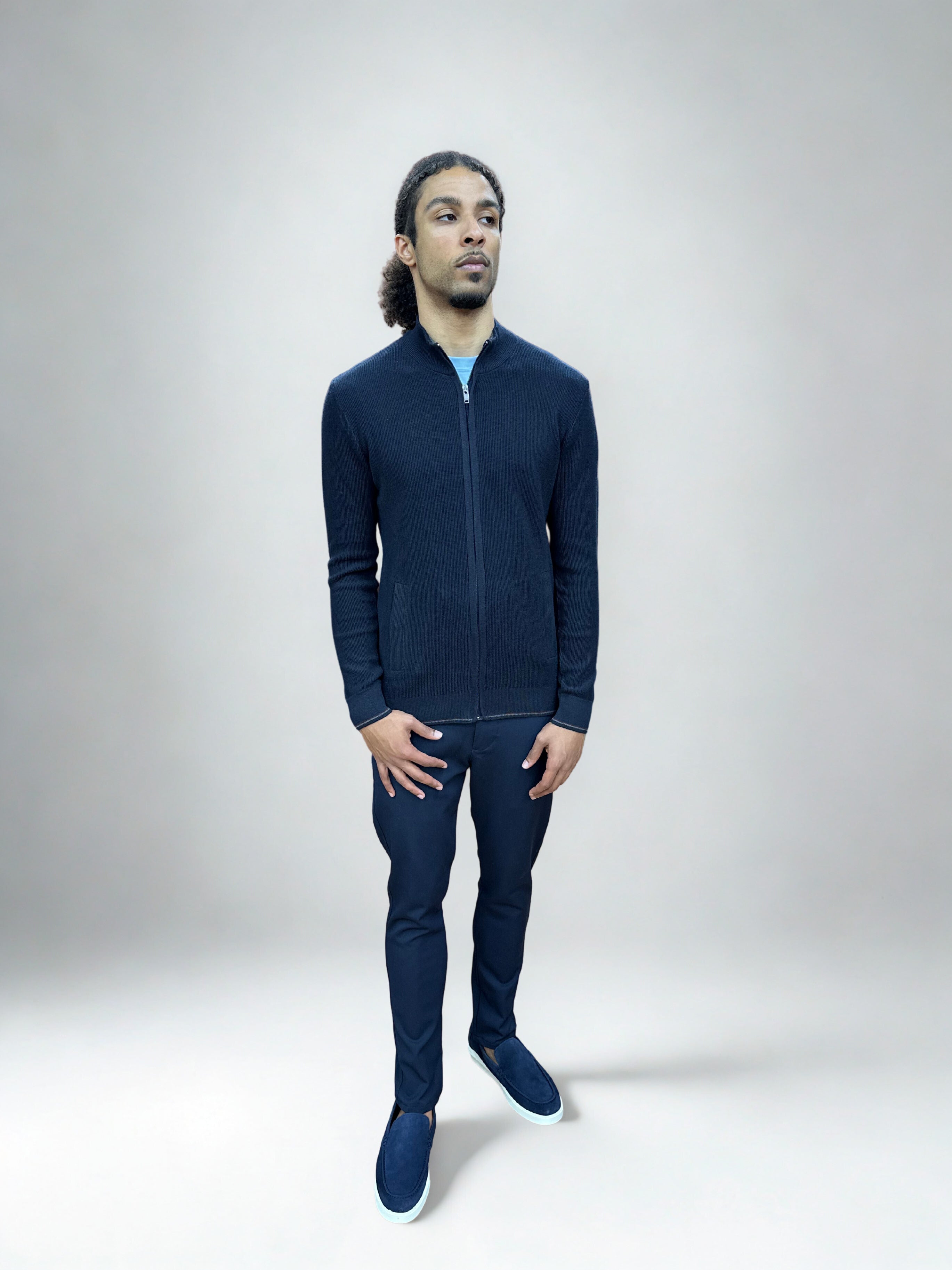 Gebreid Vest met Ritssluiting - Navy