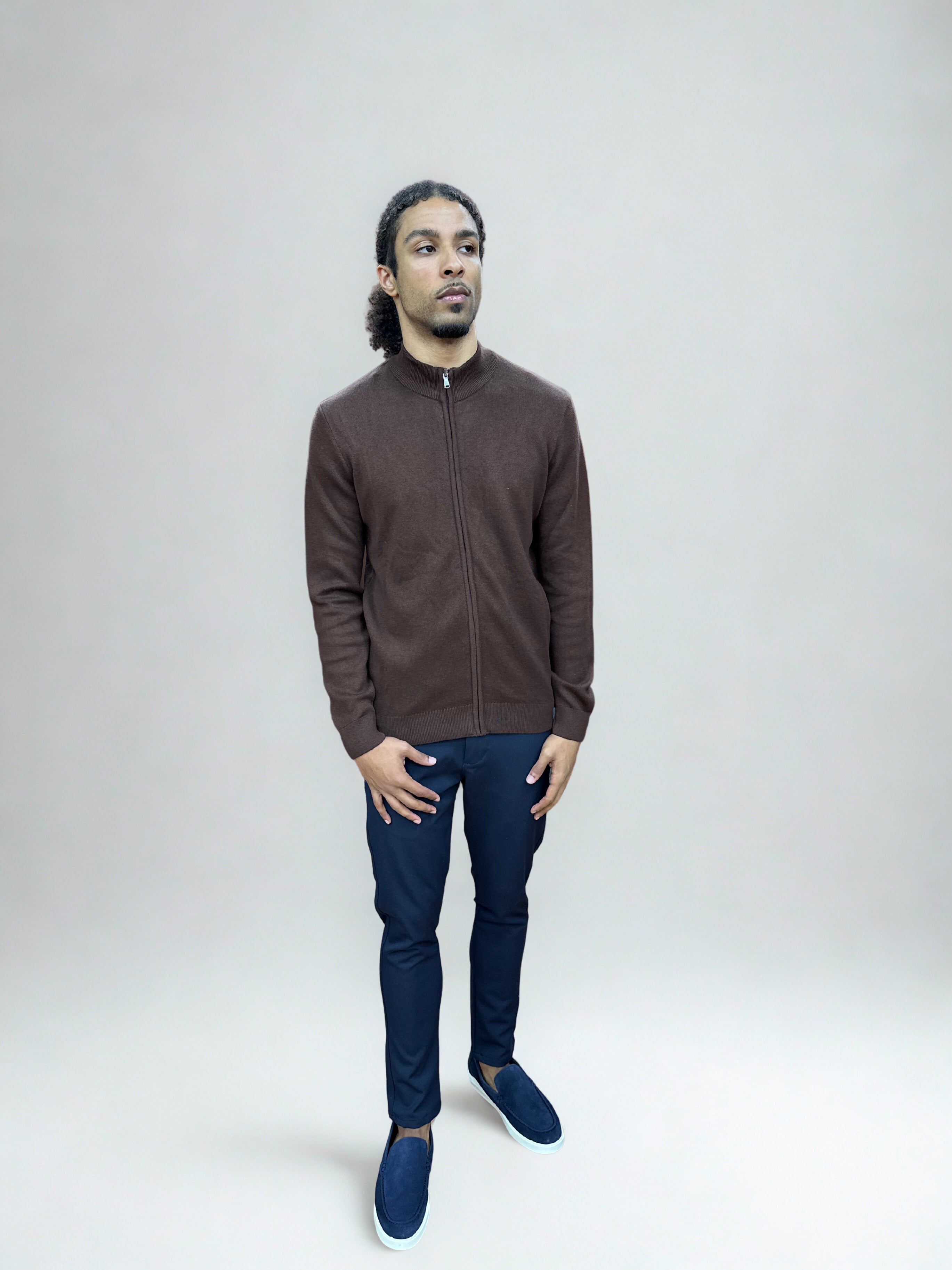 Gebreid Vest met Ritssluiting - Bruin