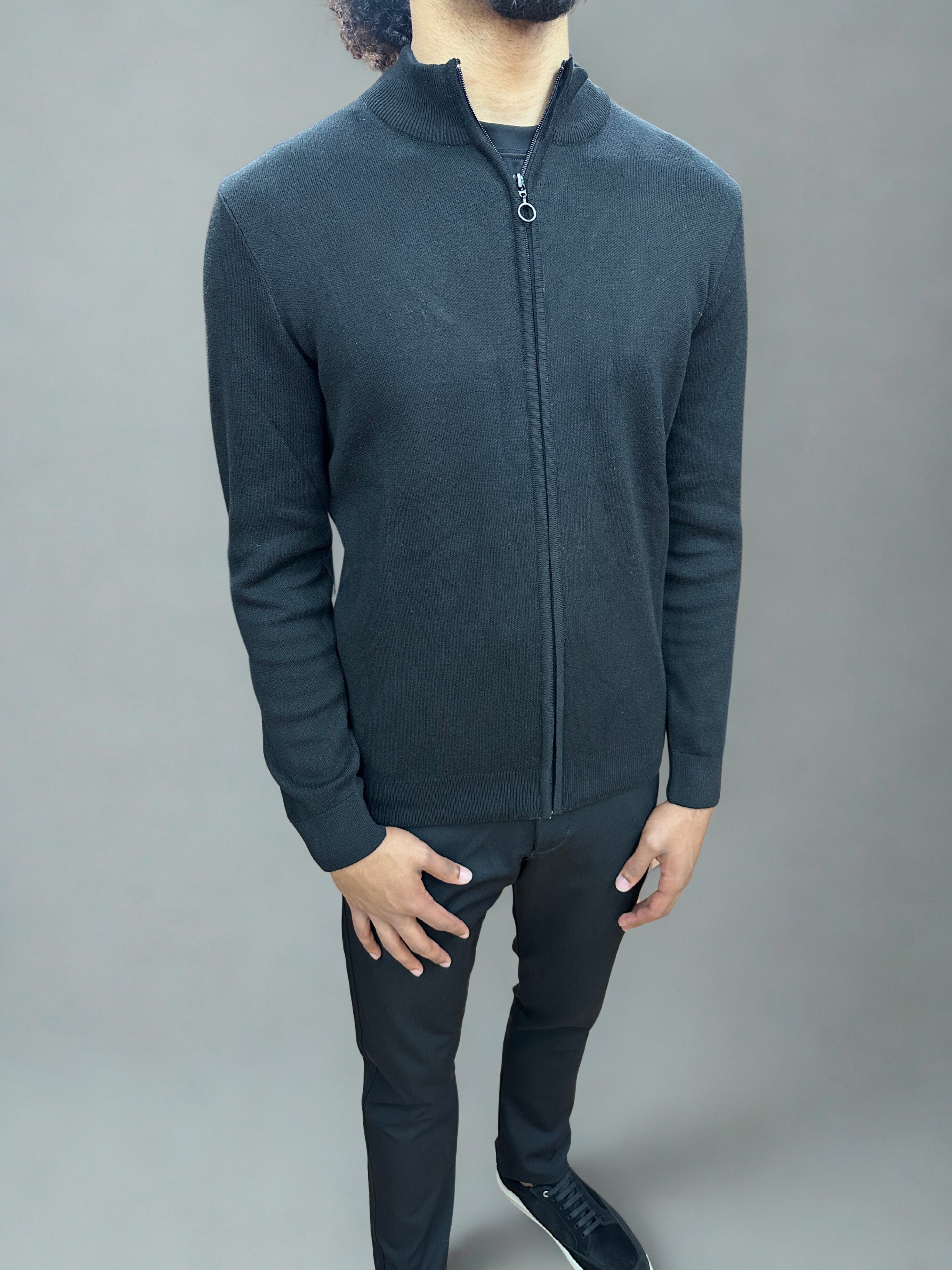Gebreid Vest met Ritssluiting - Zwart