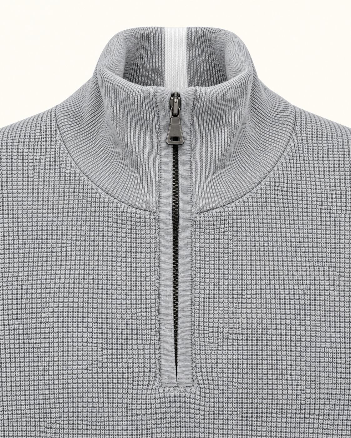 Quarter-Zip Trui Grijs - Slim-Fit