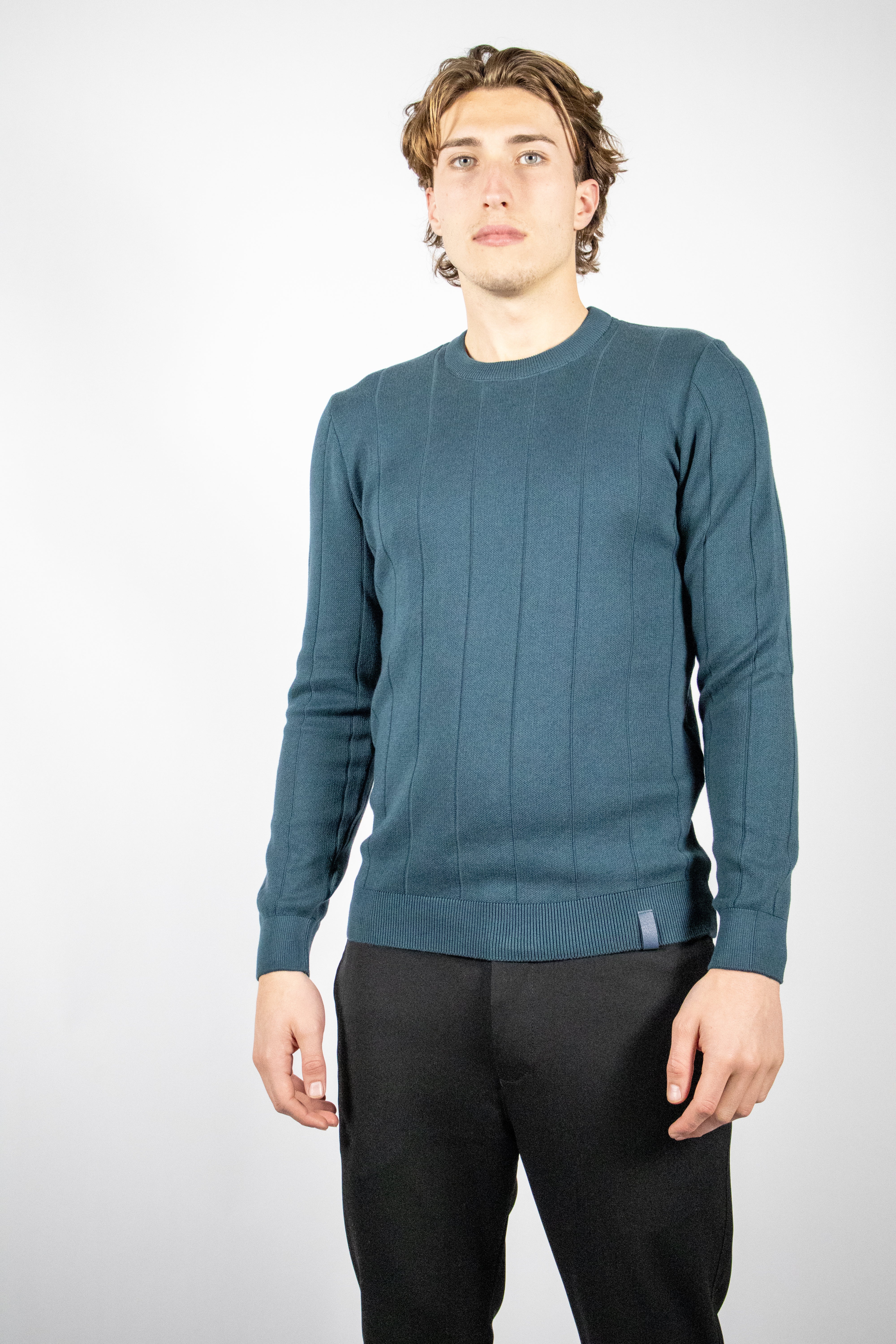 Heren Trui Gestreept Classic | Turquoise