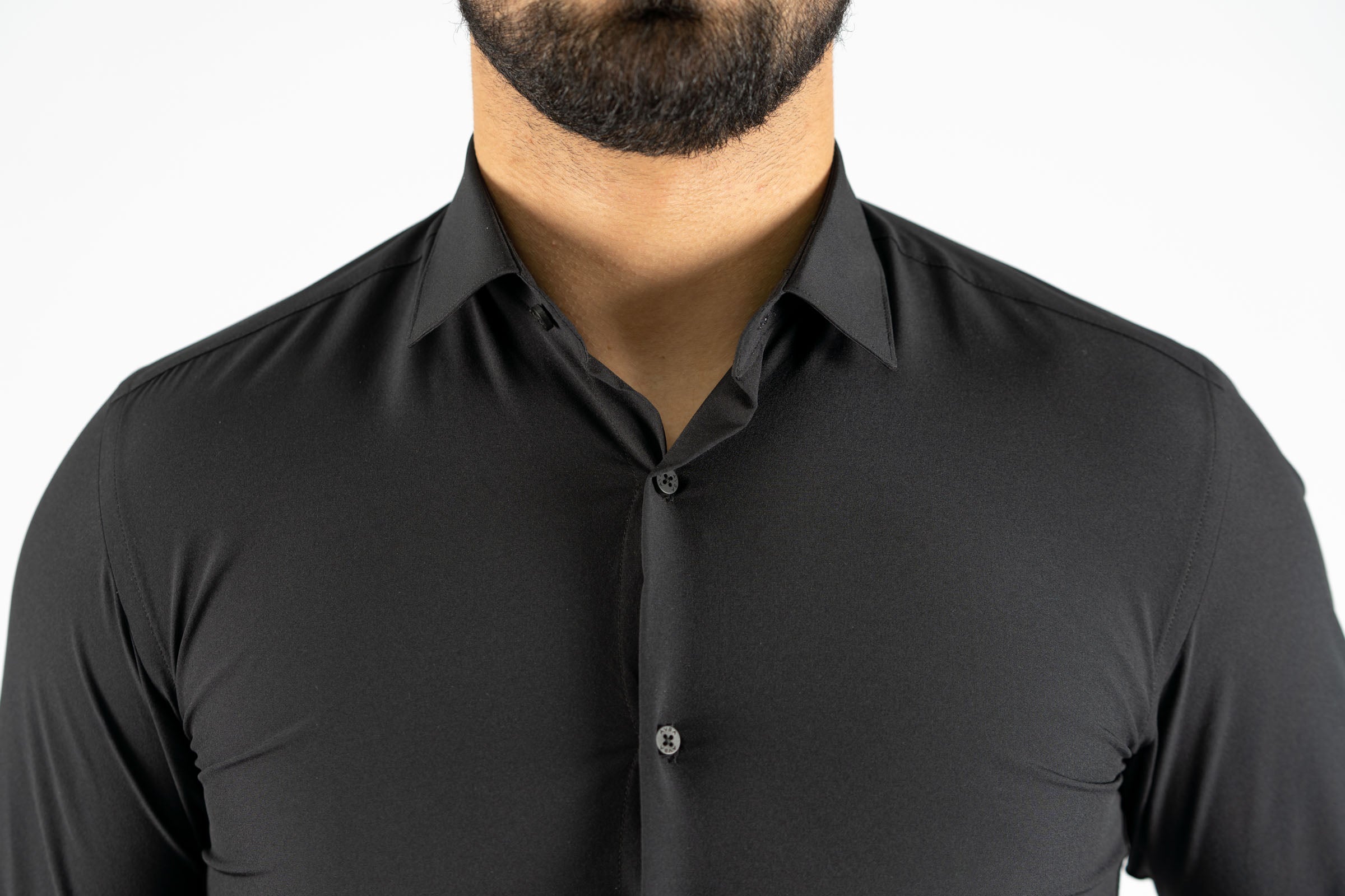 AVBA Length-Size Shirt Black - Wrinkle-Free with Stretch for Optimal Comfort