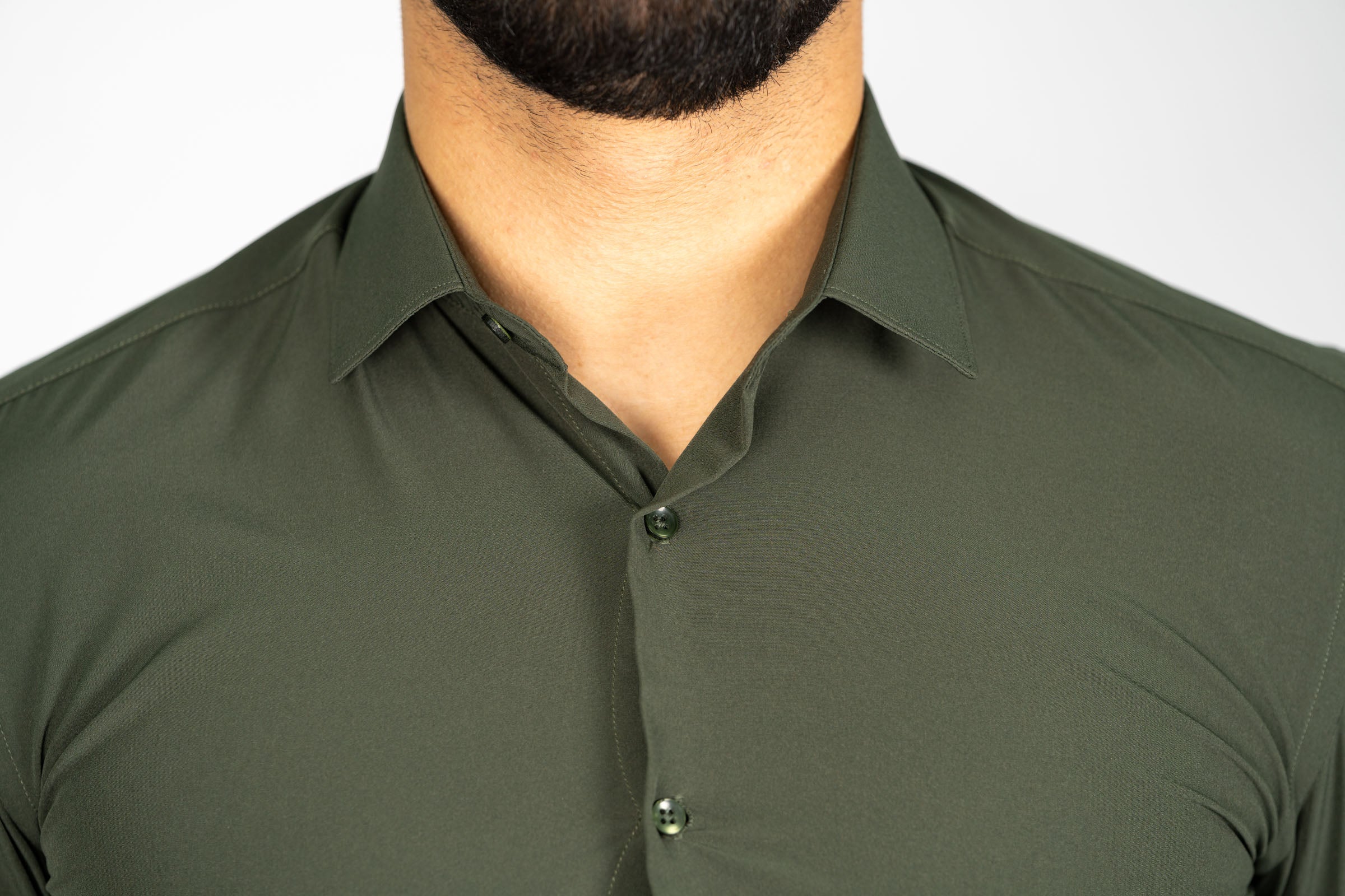 AVBA Length-Size Shirt Dark Green - Wrinkle-Free with Stretch for Optimal Comfort