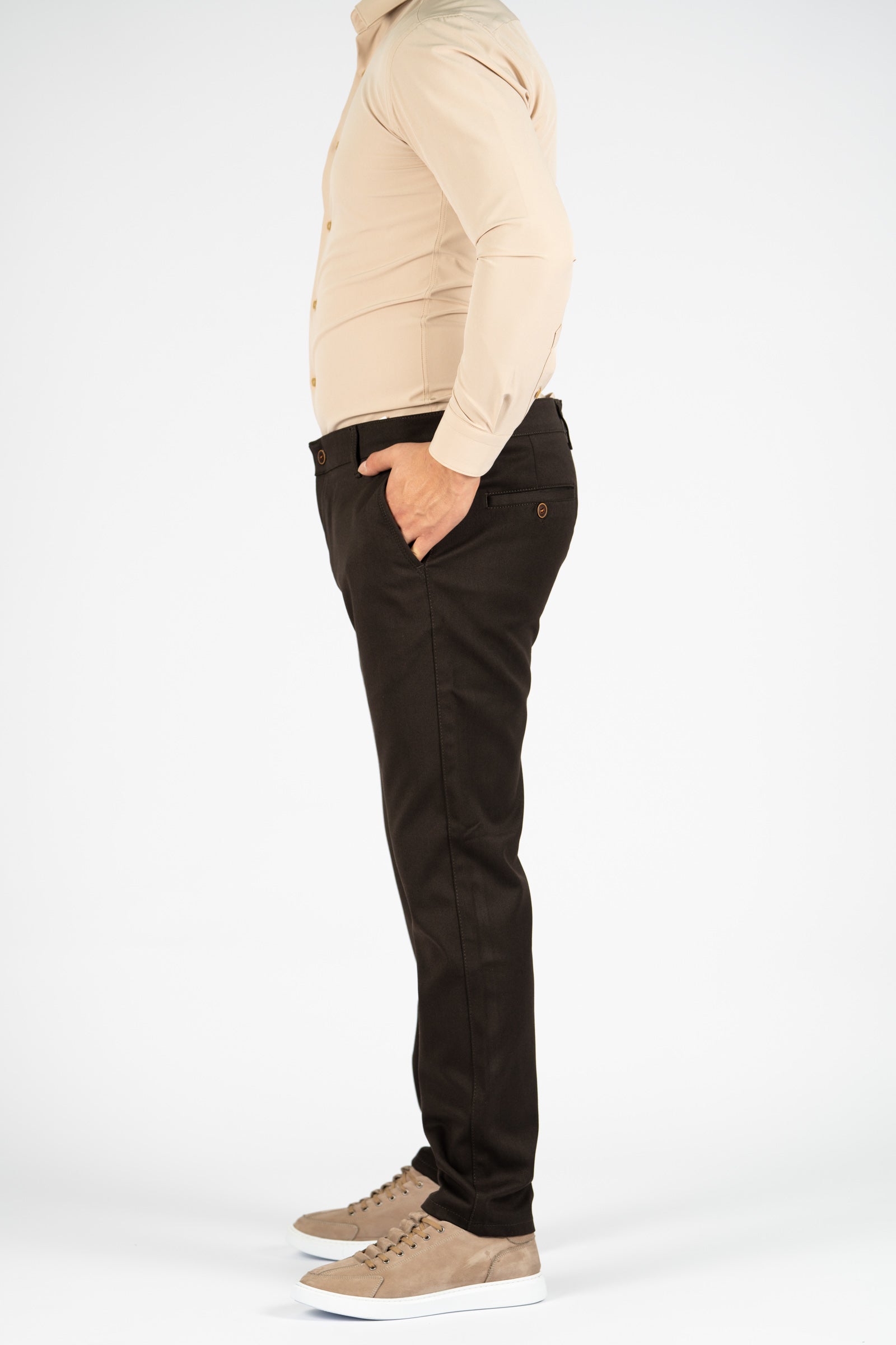 AVBA Casual Stretch Broek | Donkerbruin