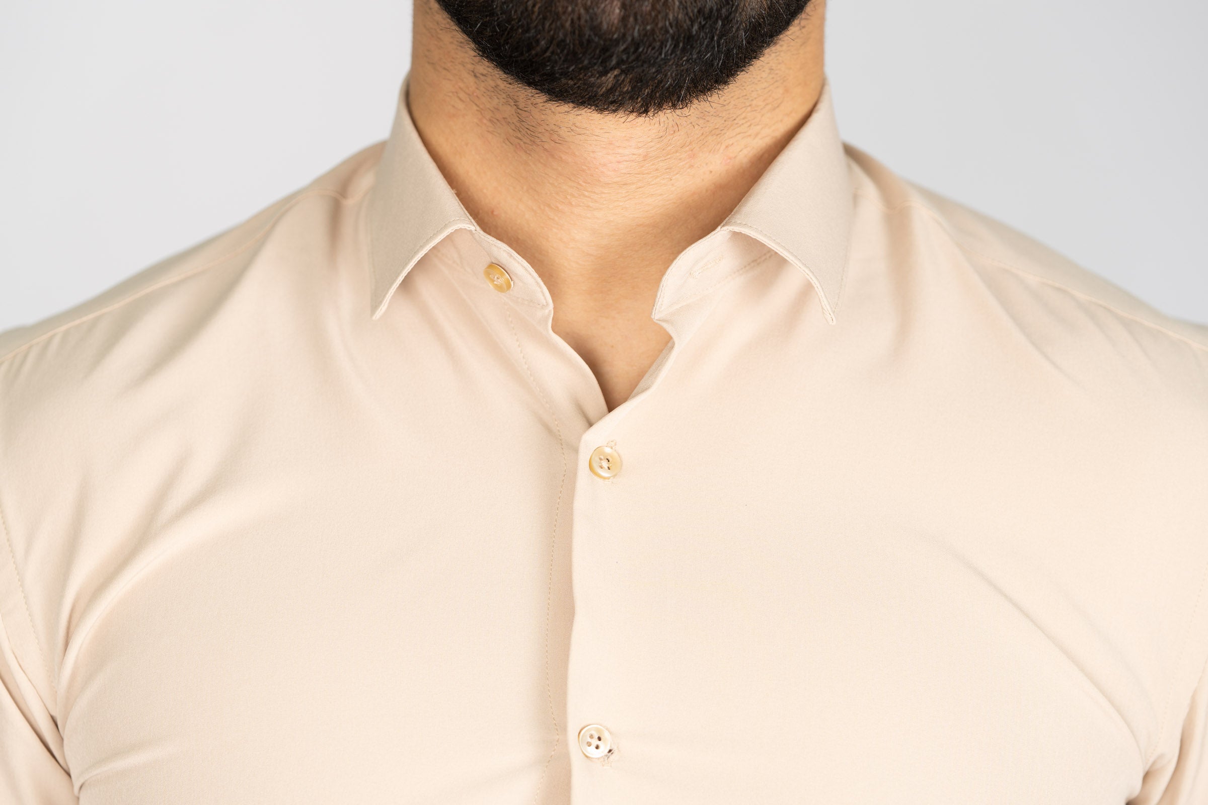 AVBA Regular-Fit Shirt Beige - Wrinkle-Free with Stretch for Optimal Comfort