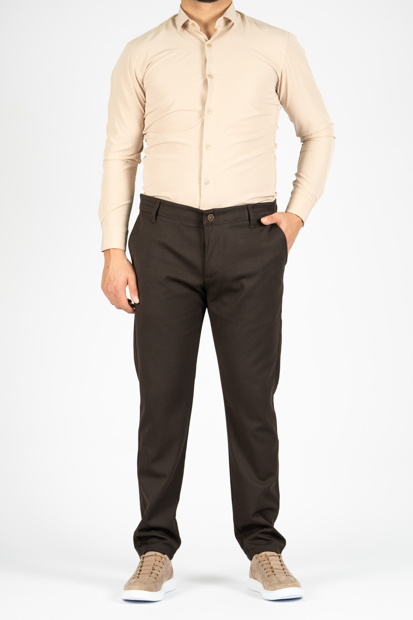 AVBA Casual Stretch Pants | Dark Brown