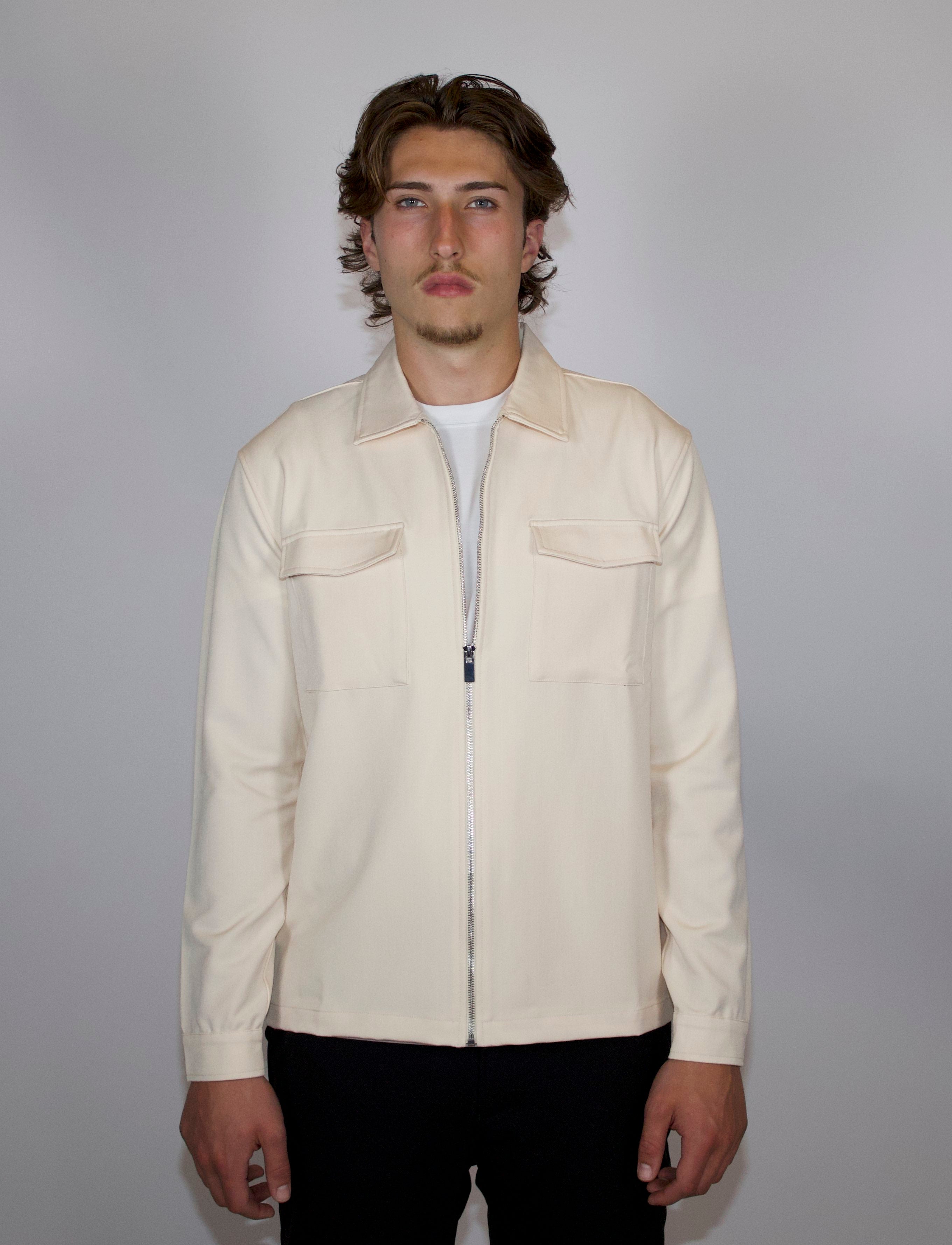 Tech Overshirt Met Ritssluiting | Beige