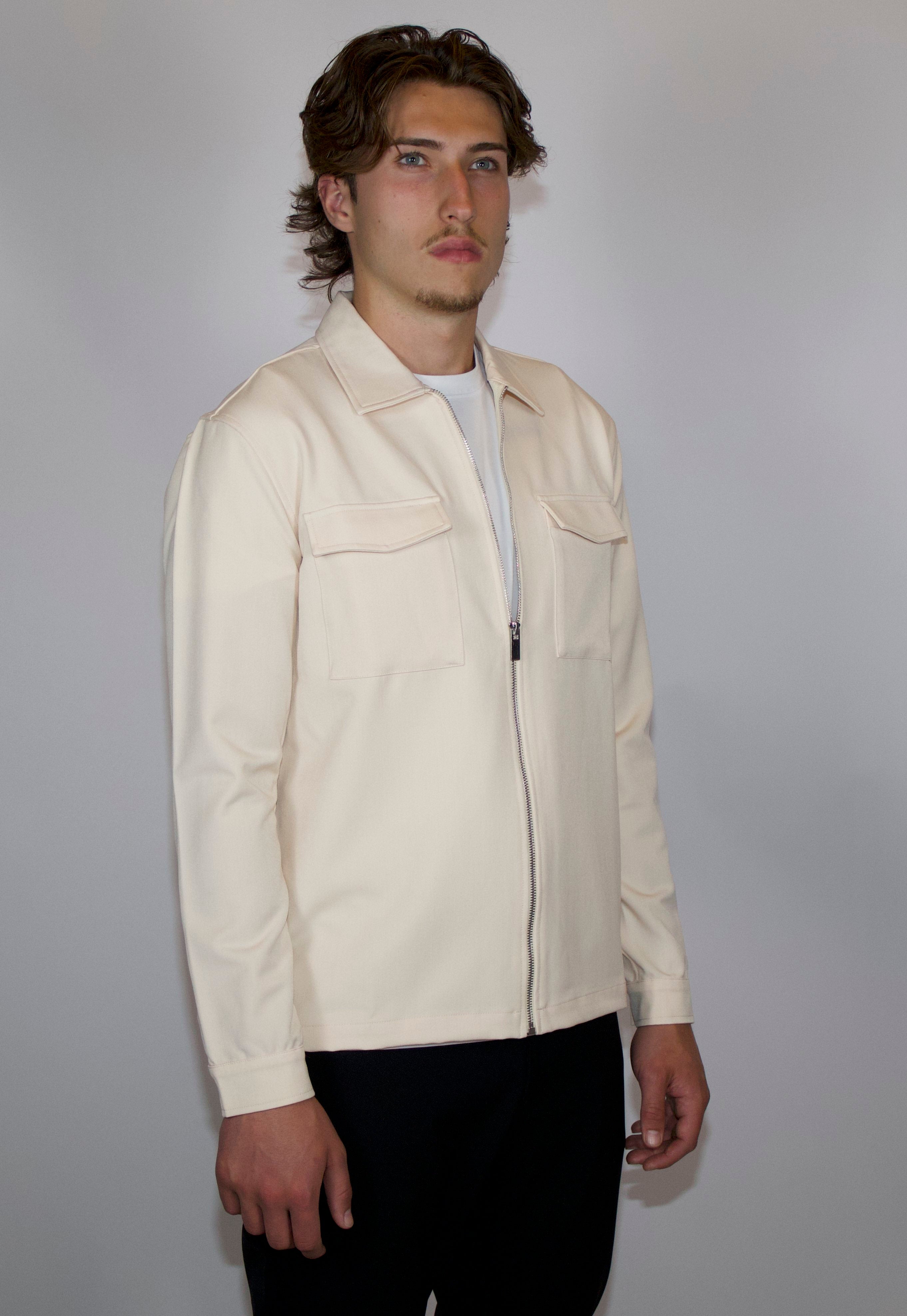 Tech Overshirt Met Ritssluiting | Beige