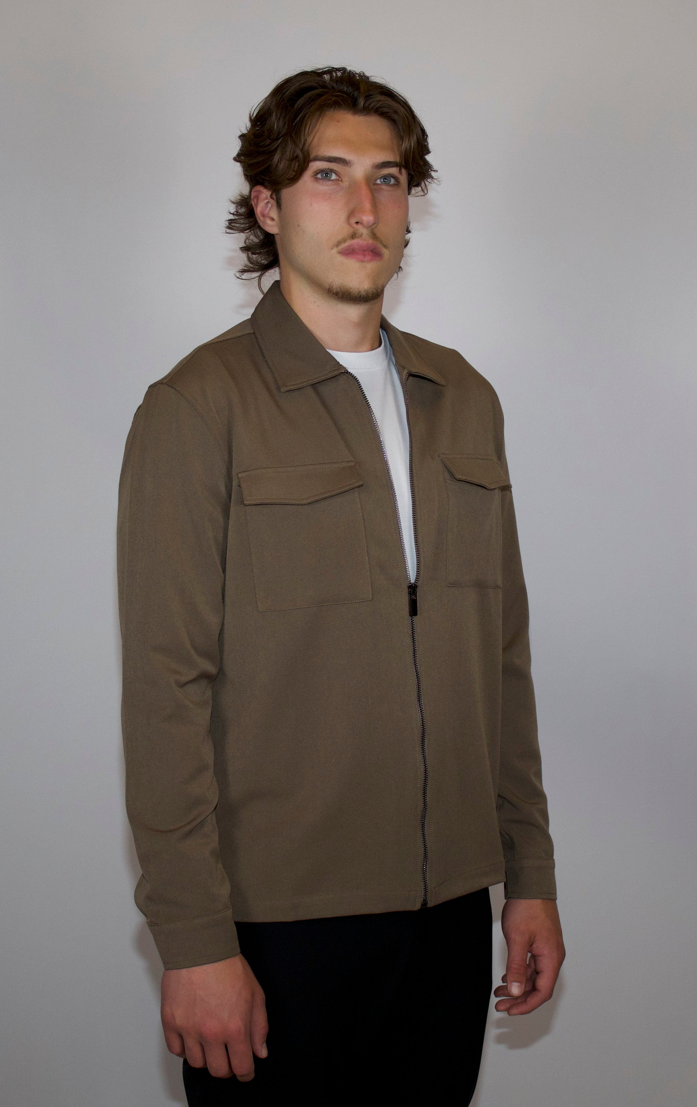 Tech Overshirt Met Ritssluiting | Taupe