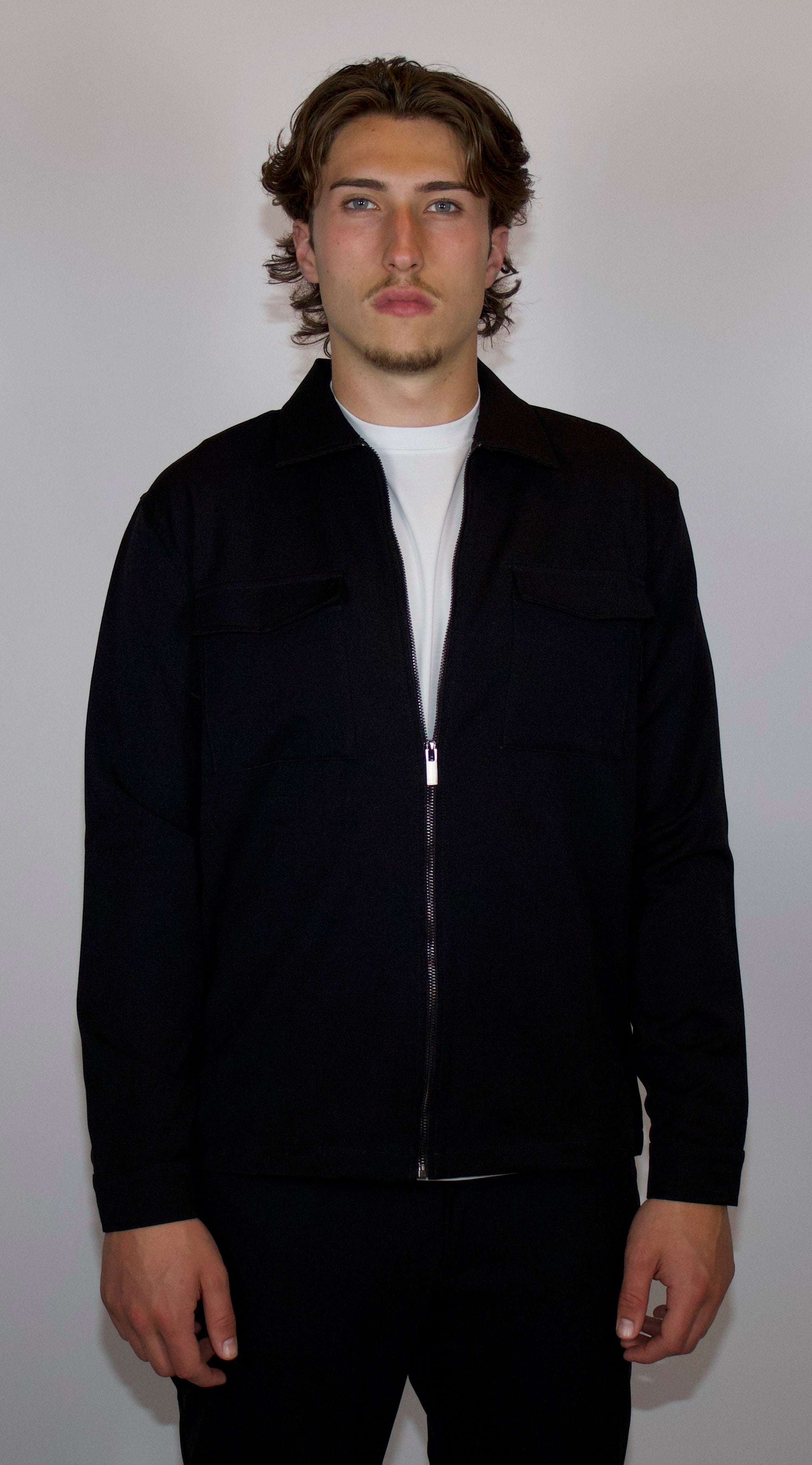 Tech Overshirt Met Ritssluiting | Zwart