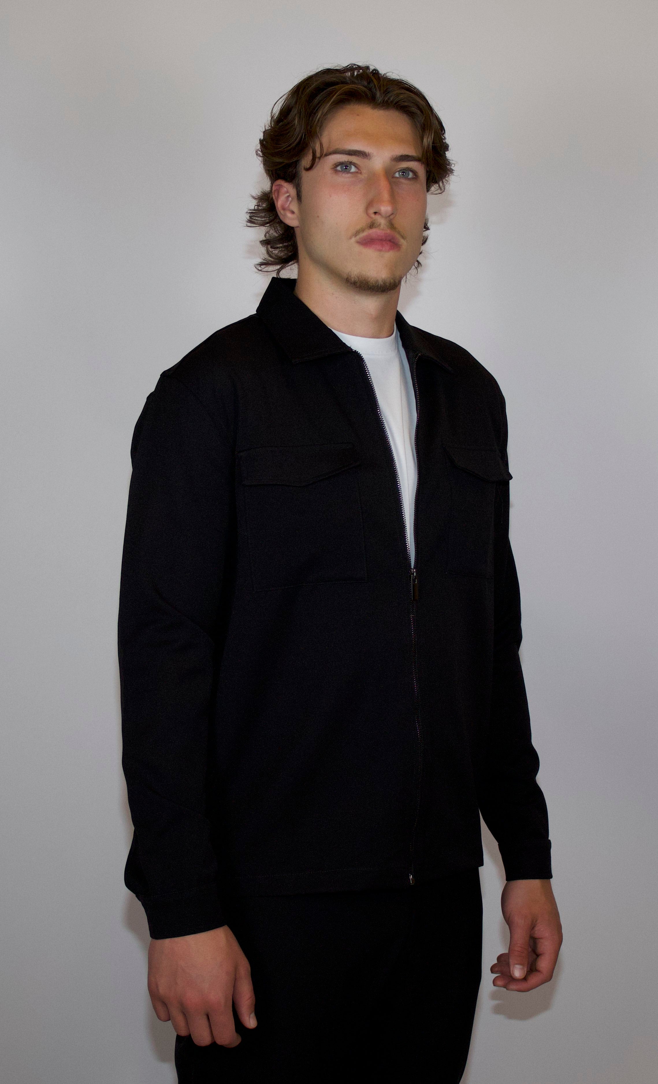 Tech Overshirt Met Ritssluiting | Zwart