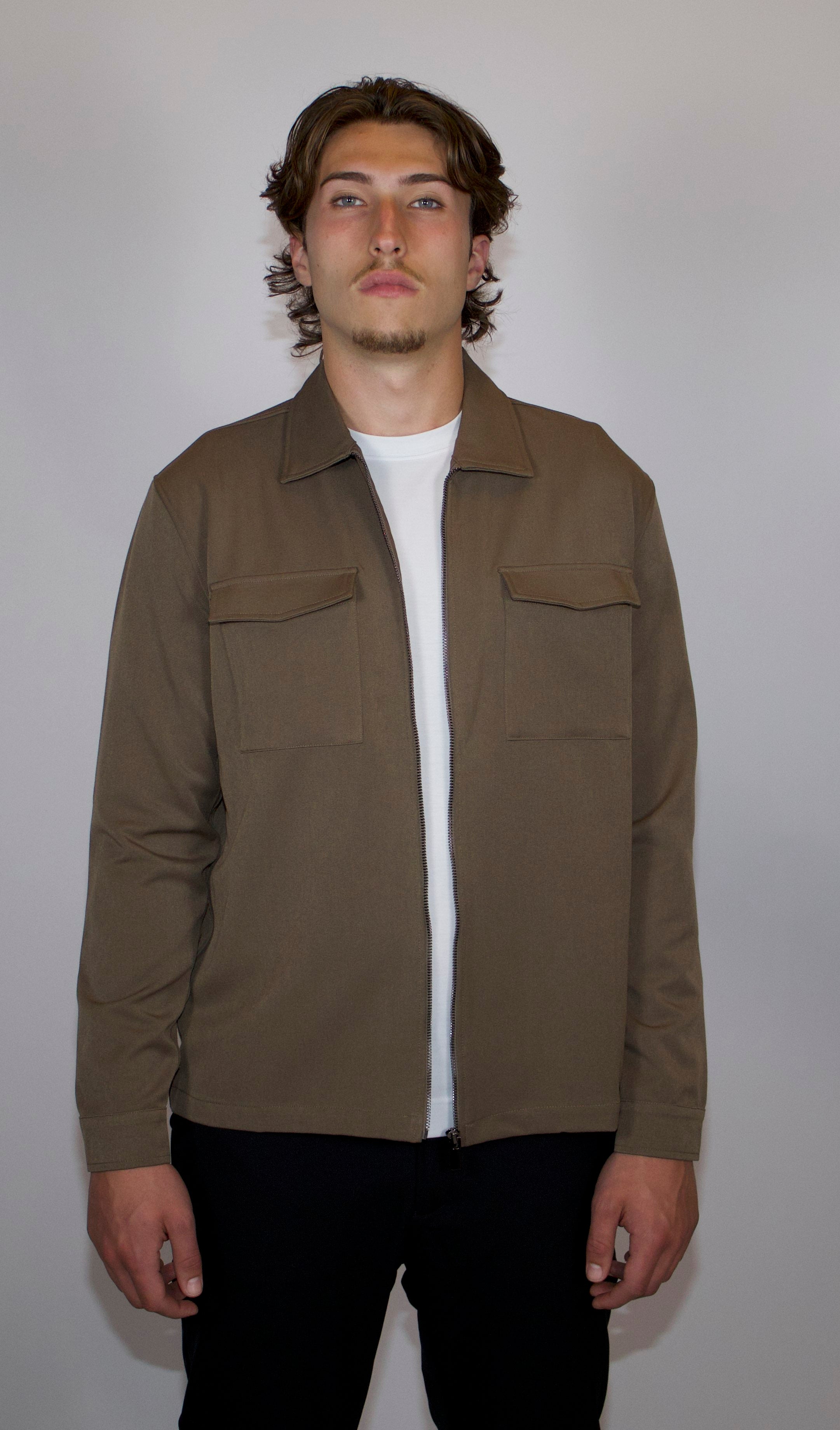 Tech Overshirt Met Ritssluiting | Taupe
