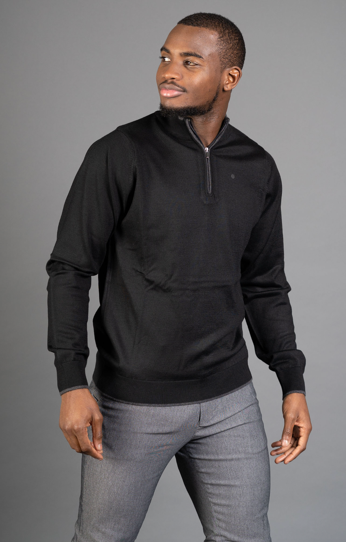 AVBA Half-zip Sweater: A Stylish Expression of Luxury Black