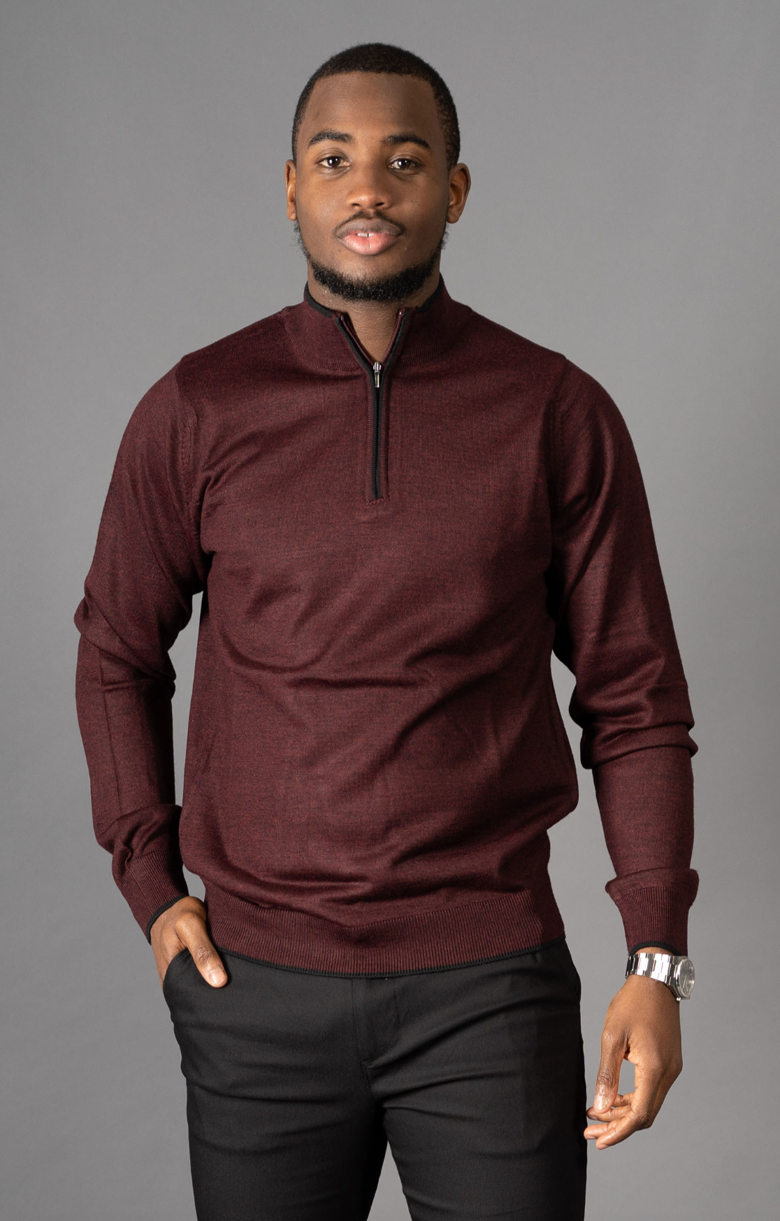 AVBA Half-zip Sweater: A Stylish Expression of Luxurious Bordeaux