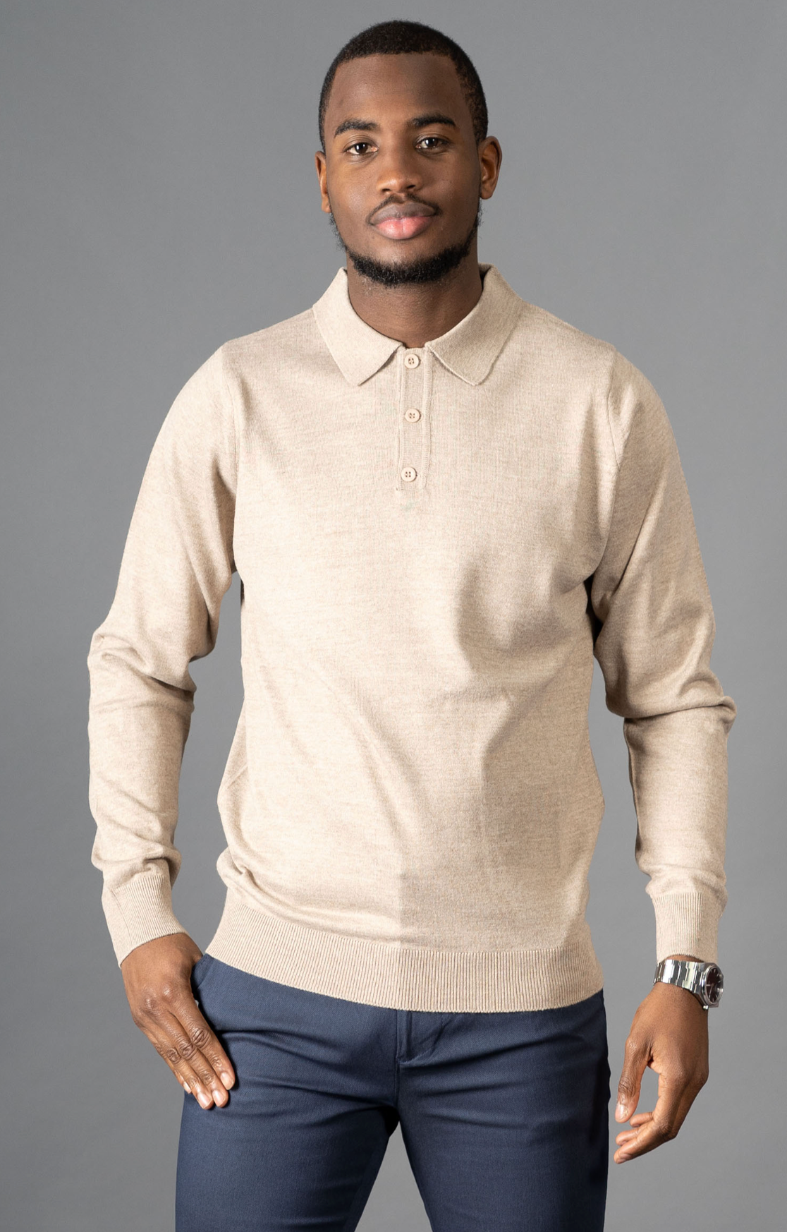 AVBA Polo Sweater: A Stylish Expression of Luxurious Beige