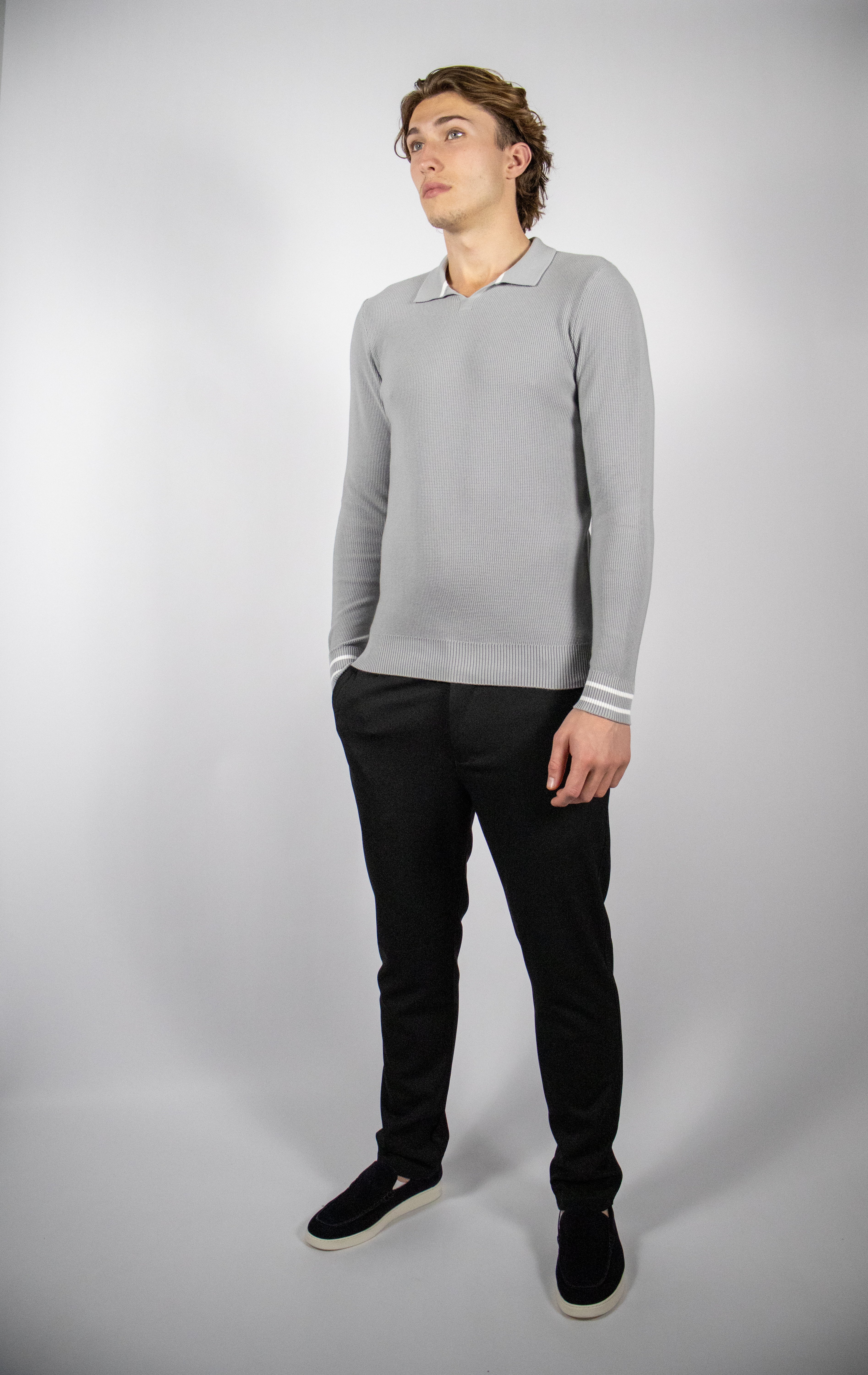 Heren Trui Buttonless Polo | Grijs