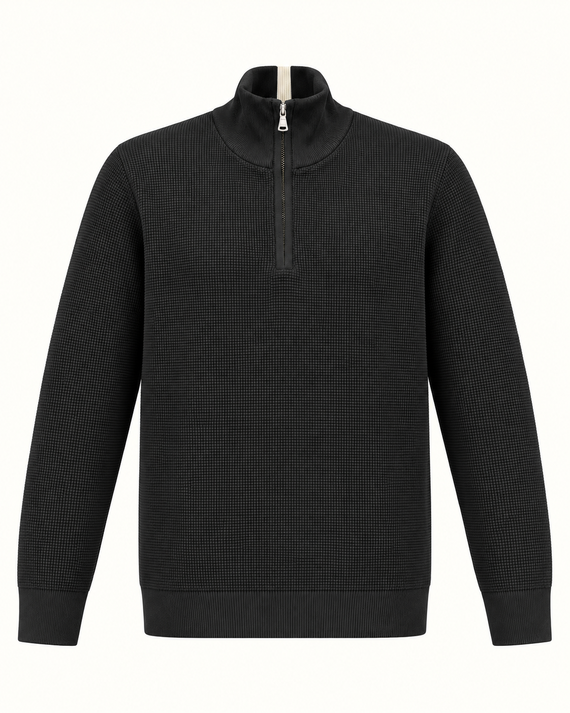 Quarter-Zip Trui Zwart - Slim-Fit