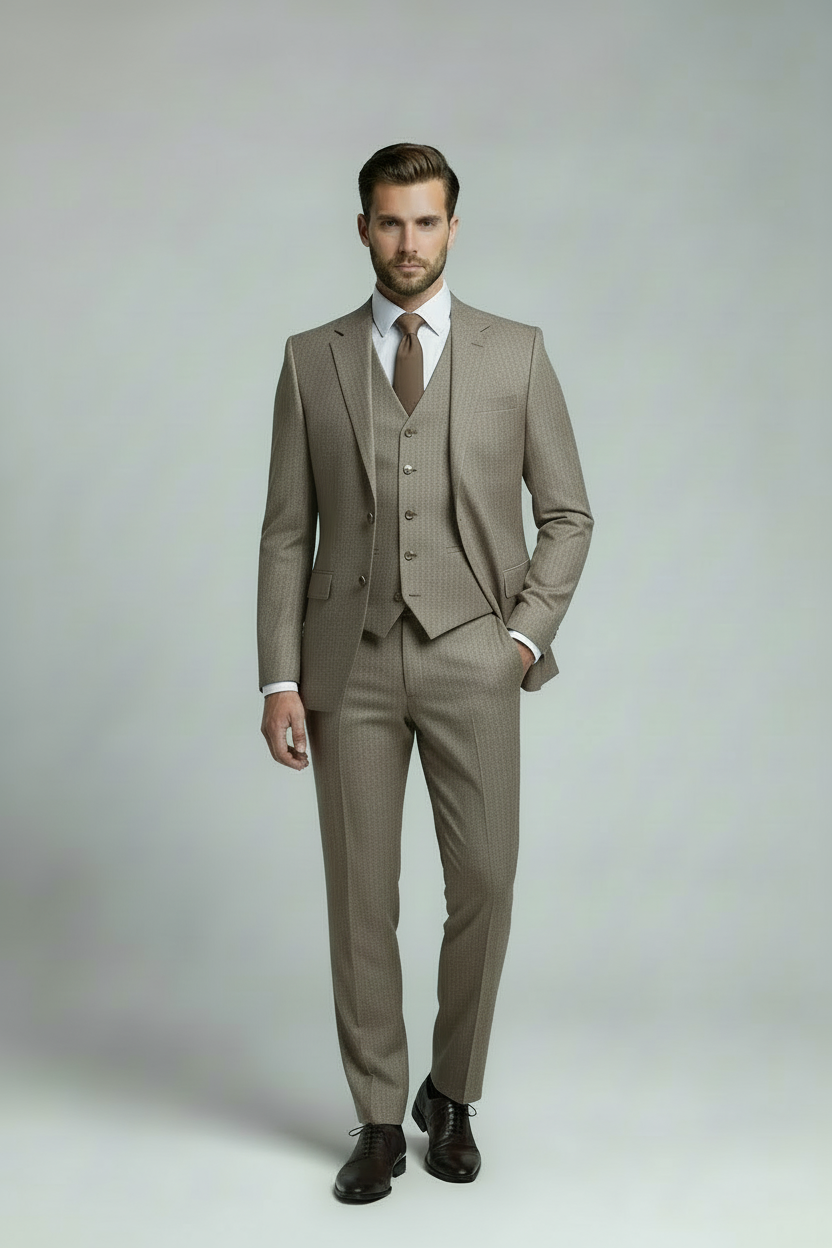 AVBA Brown-Taupe Suit with Darker Brown Tie