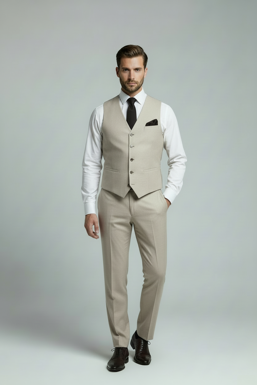 AVBA Light Beige Waistcoat Look