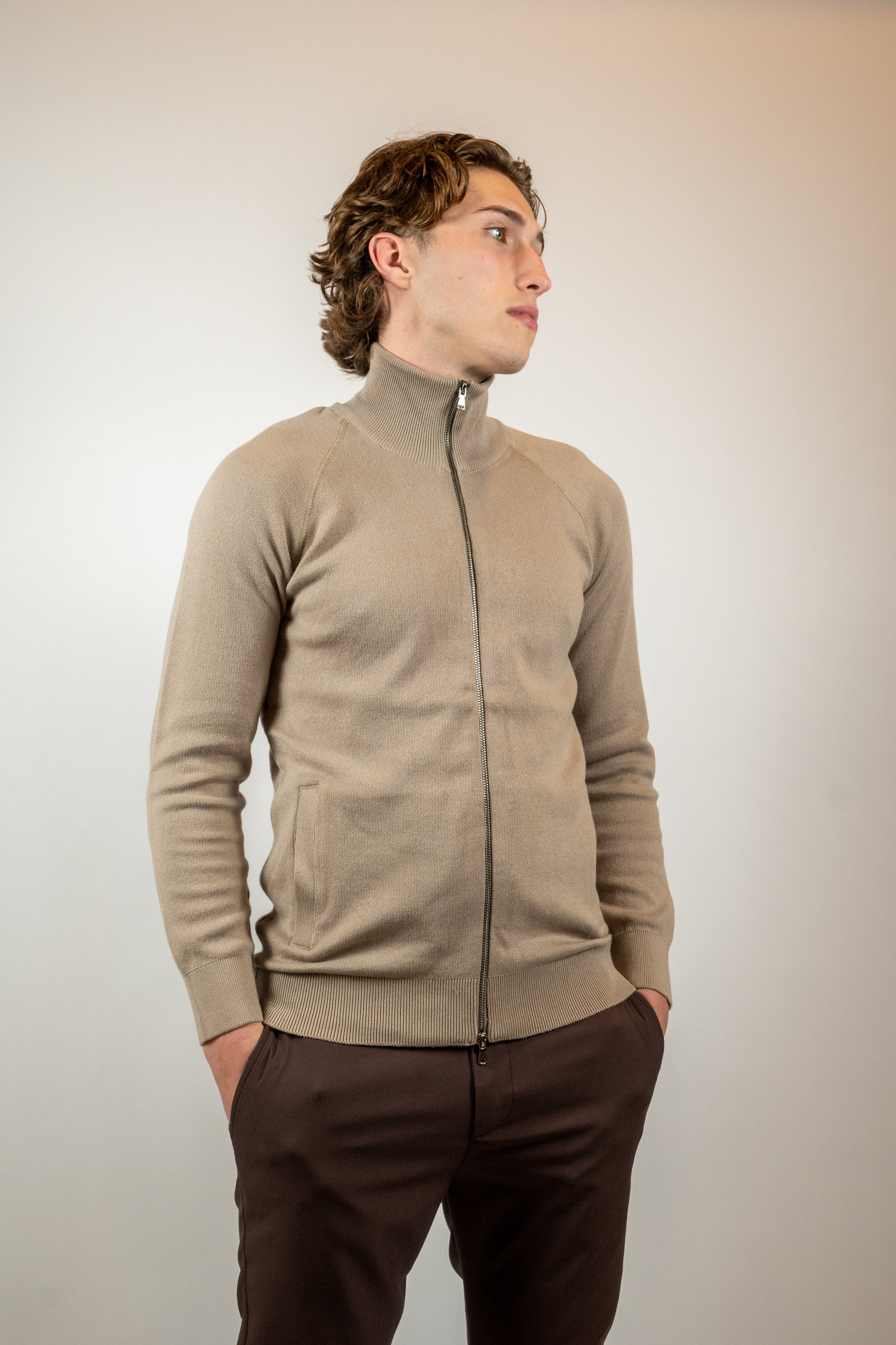 Vest met Ritssluiting - Taupe