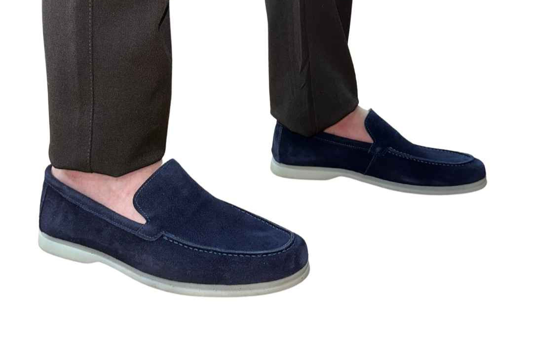 Suède loafer laag | Steel Blue